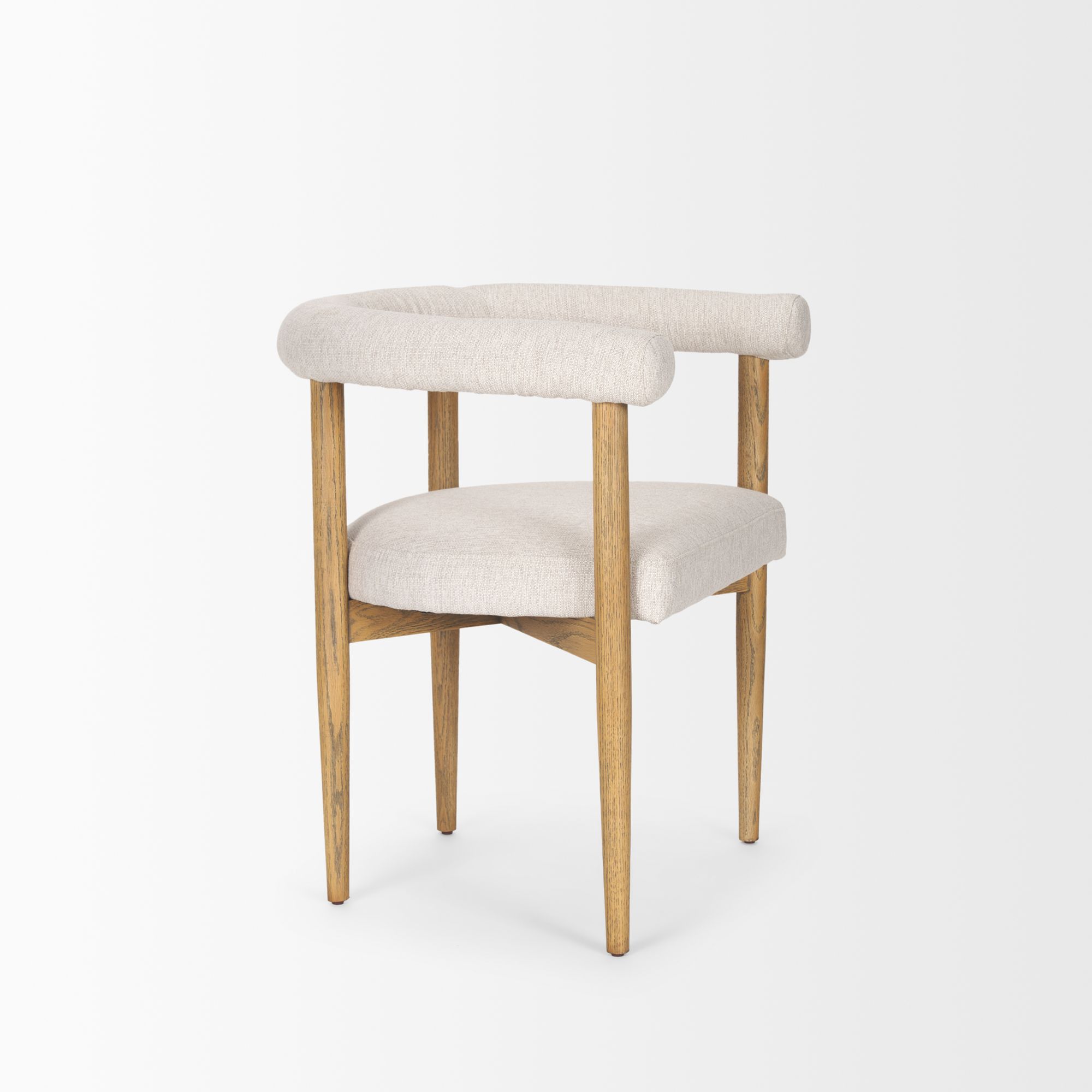 Mercana - Arden Dining Chair with Brown Wood and Cream Twill Fabric