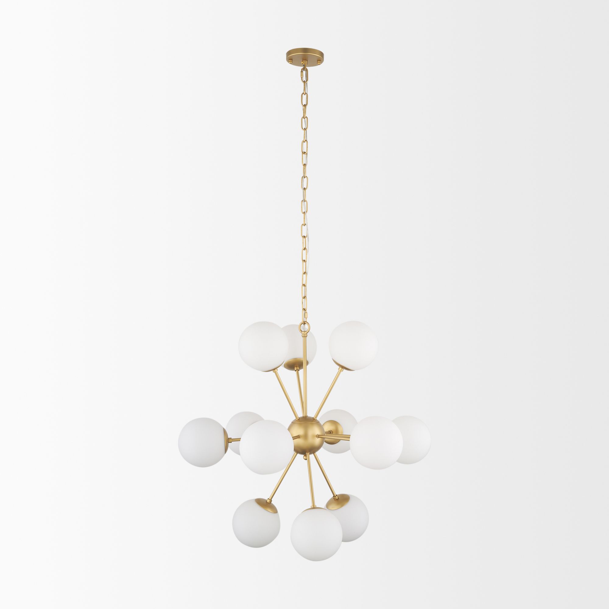 Mercana Barbara Chandelier with Frosted Glass Globes 11-Light - Gold