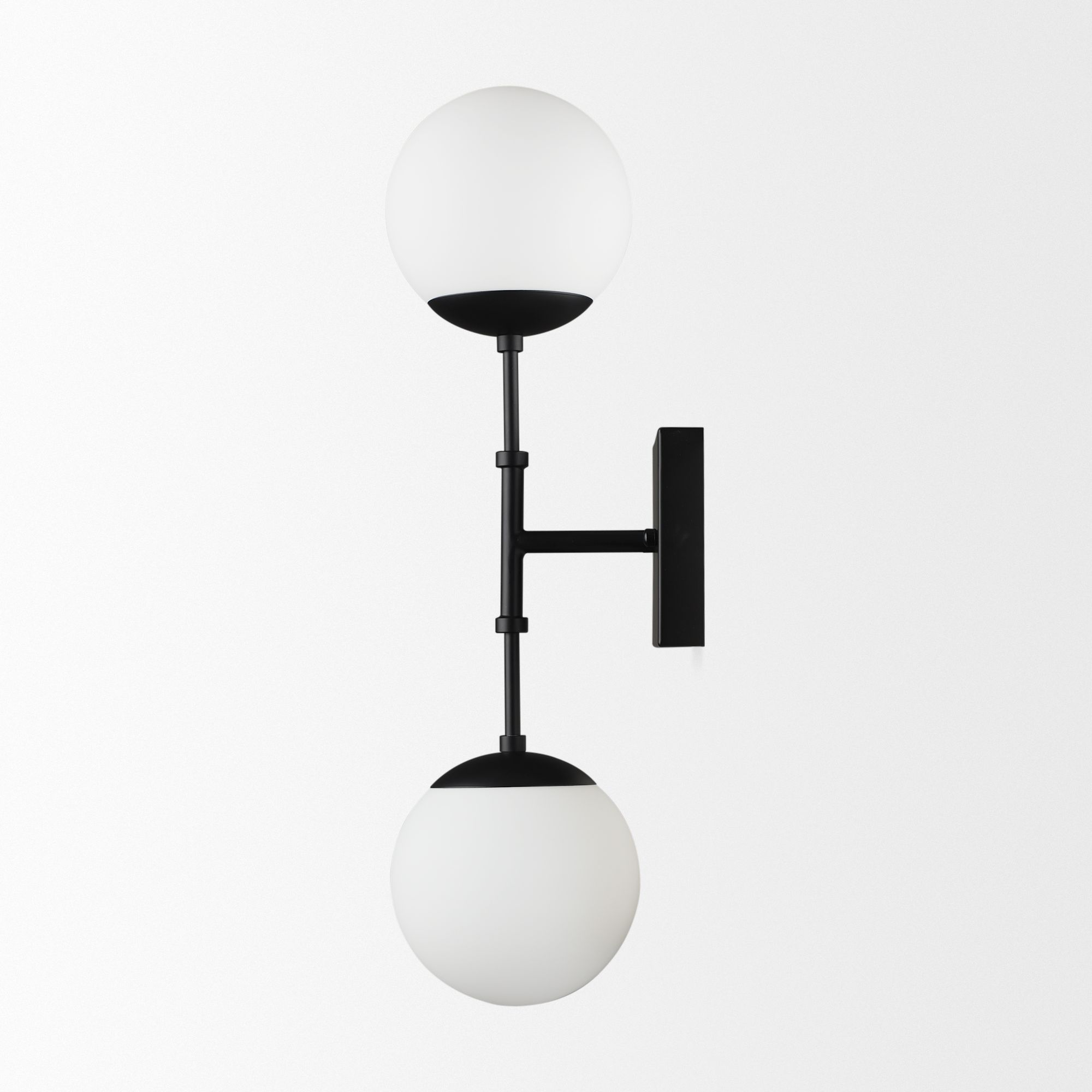 Mercana Edie 2-Light Wall Sconce with Frosted Glass Globes - Black