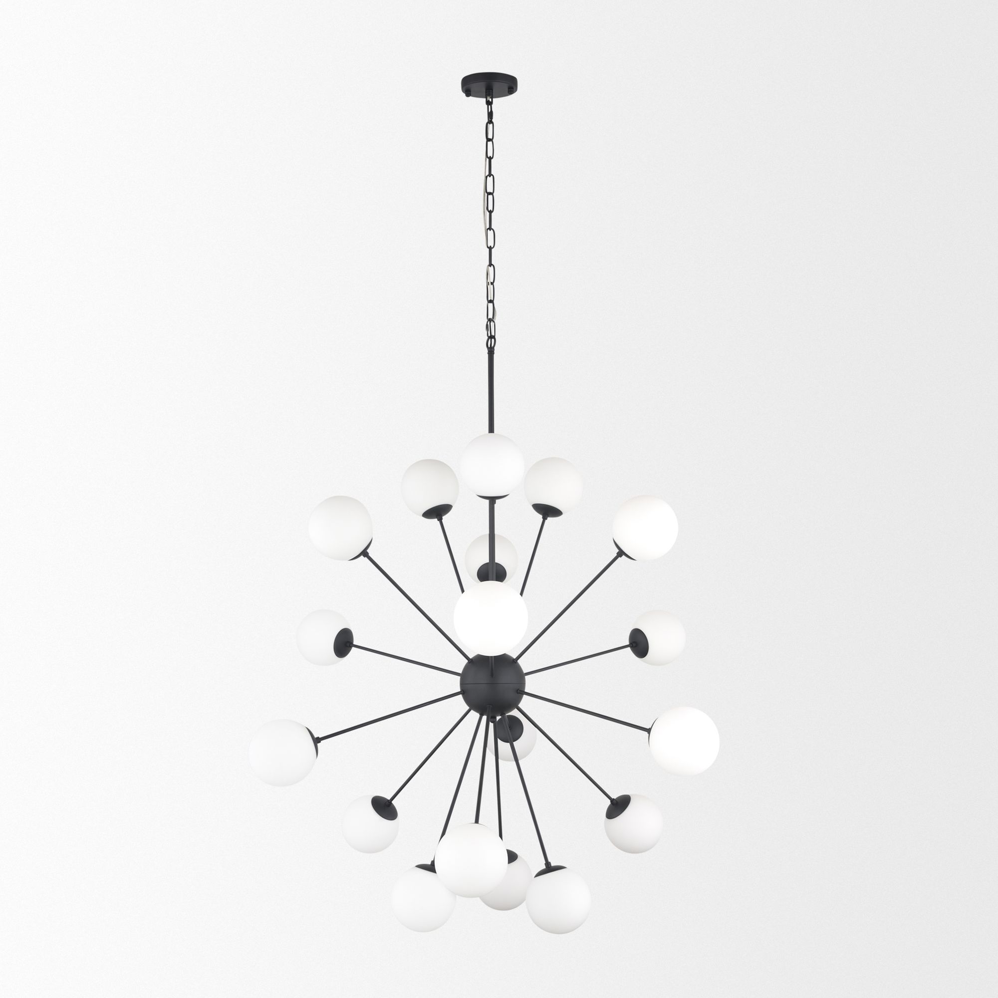 Mercana Barbara Chandelier with Frosted Glass Globes 18-Light - Black