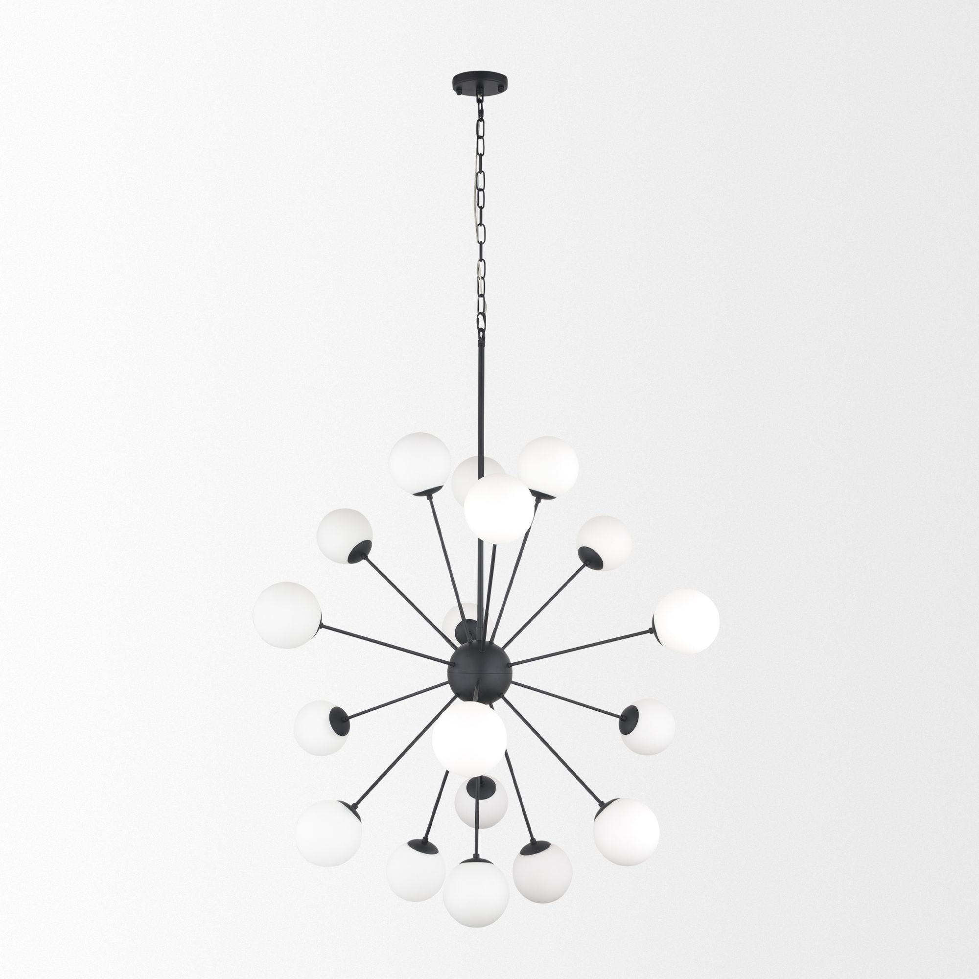 Mercana Barbara Chandelier with Frosted Glass Globes 18-Light - Black