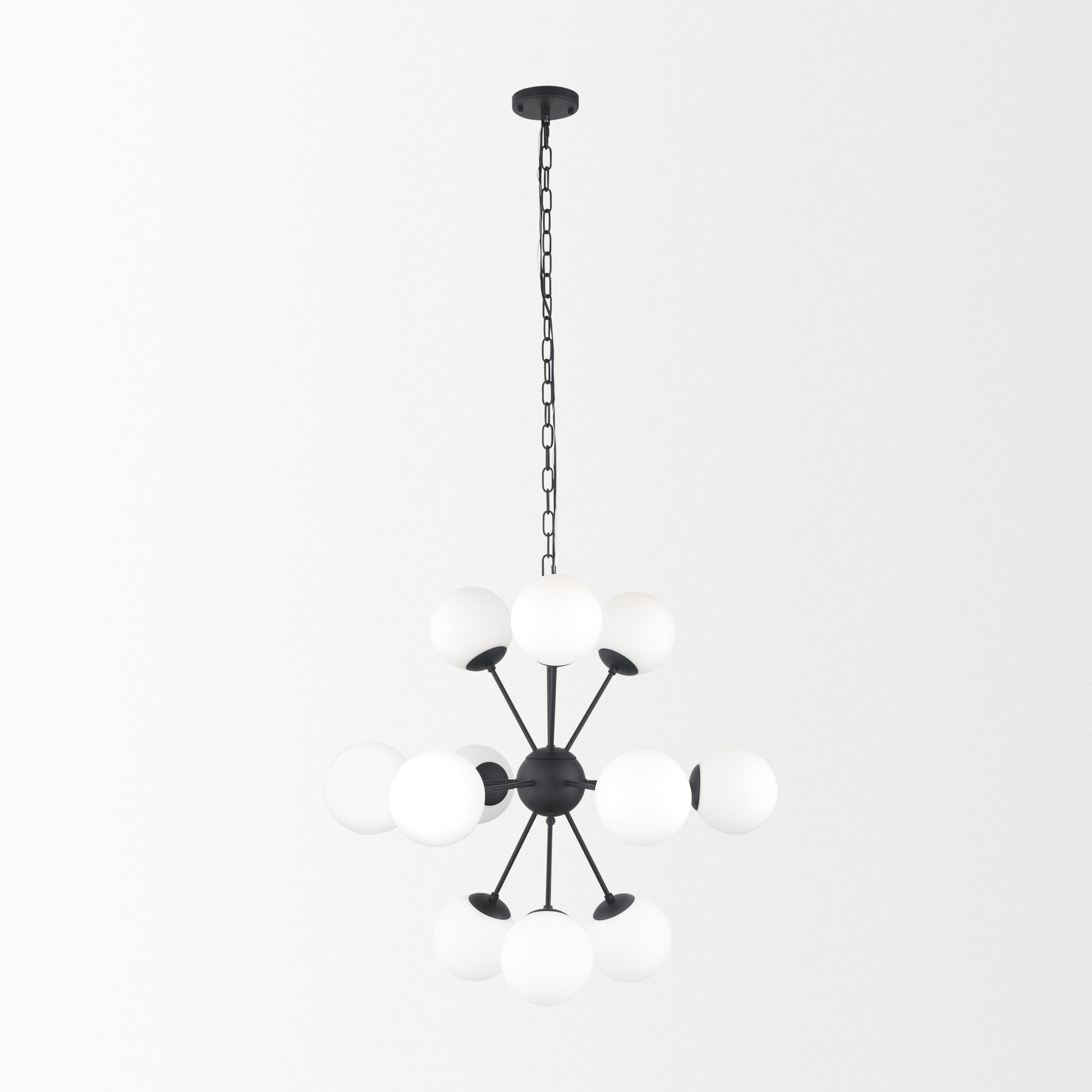 Mercana Barbara Chandelier with Frosted Glass Globes 11-Light - Black