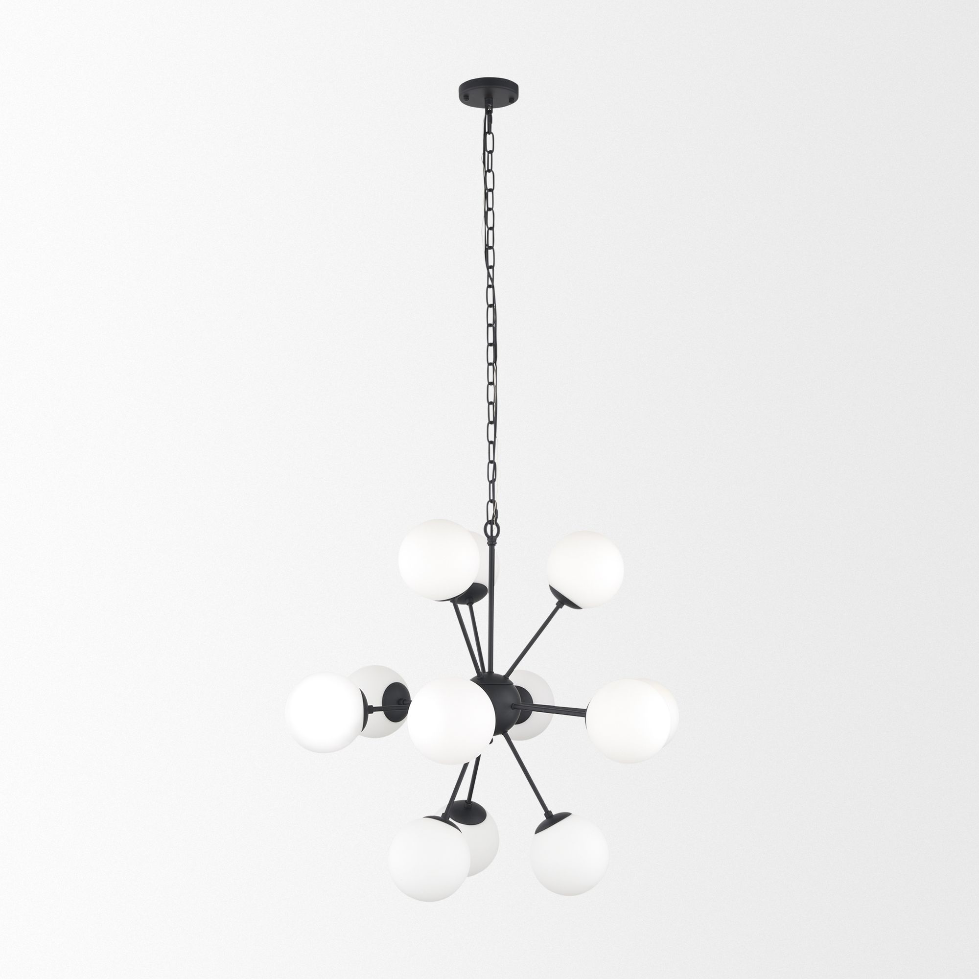 Mercana Barbara Chandelier with Frosted Glass Globes 11-Light - Black