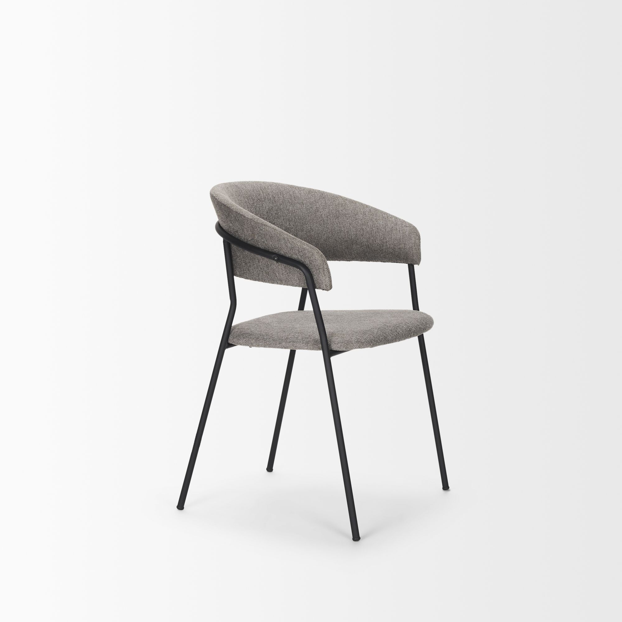 Mercana Carolyn Dining Chair with Fabric & Matte Black Metal - Gray