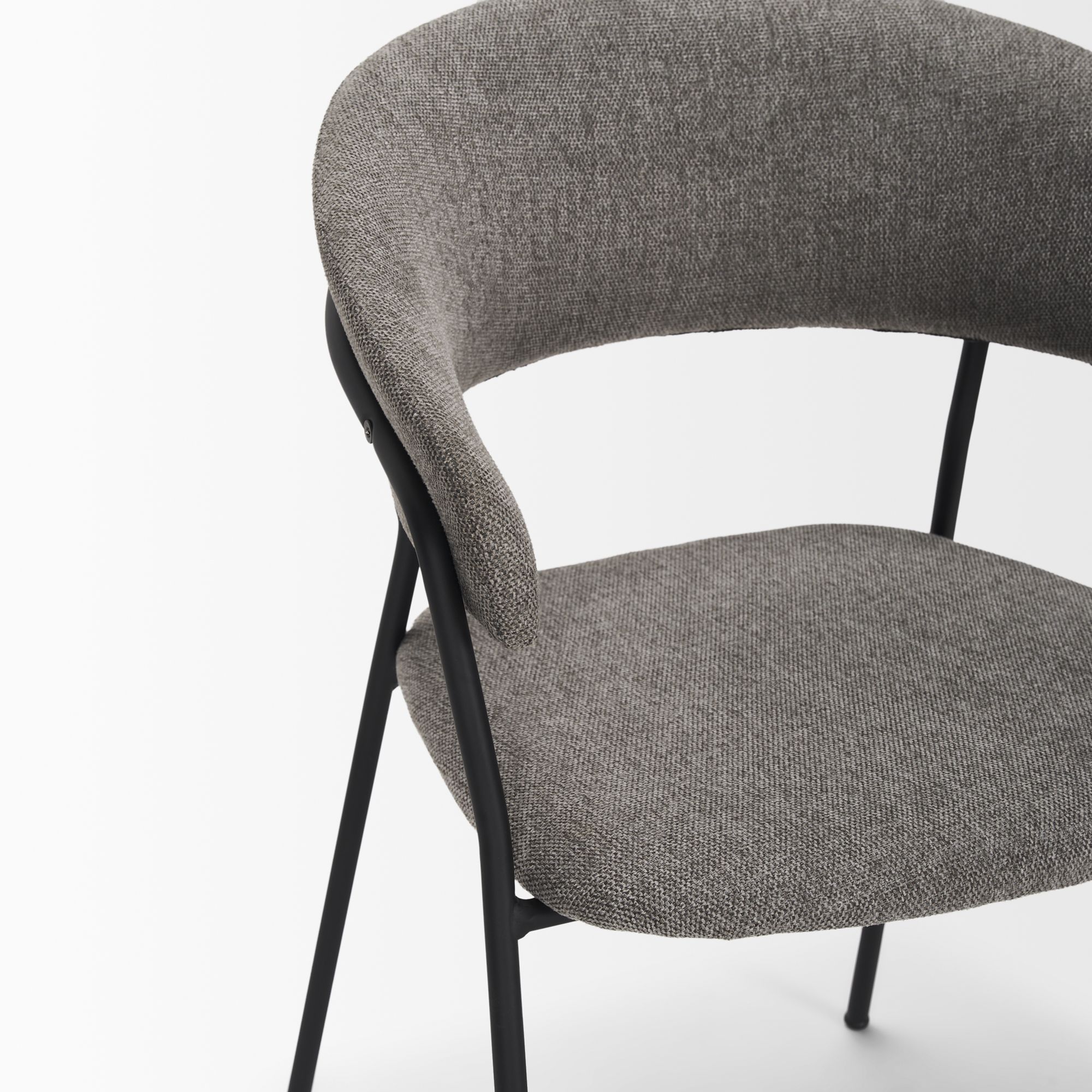 Mercana Carolyn Dining Chair with Fabric & Matte Black Metal - Gray