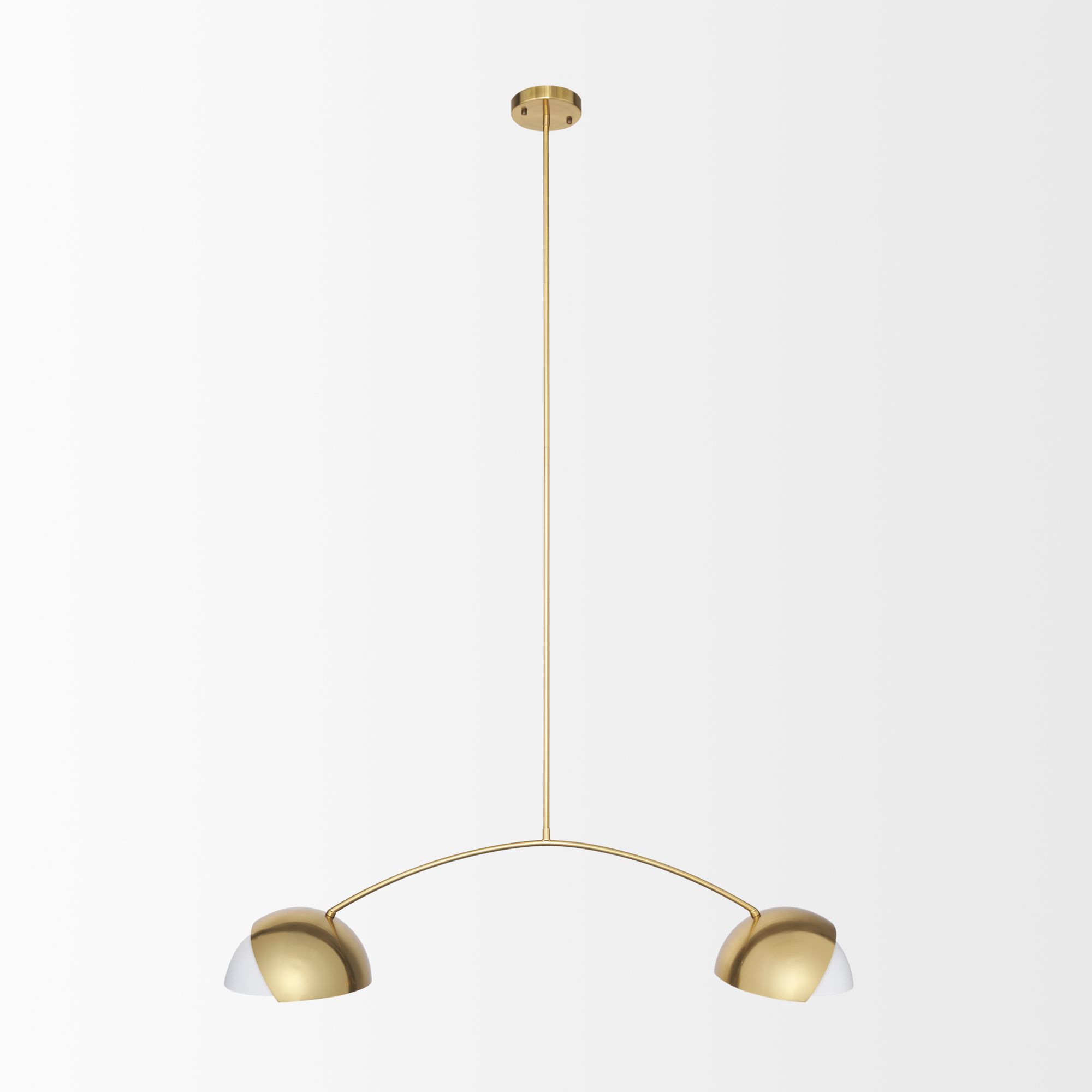 Mercana - Cybill Brushed Brass with White Metal Shades 2-Light Chandelier