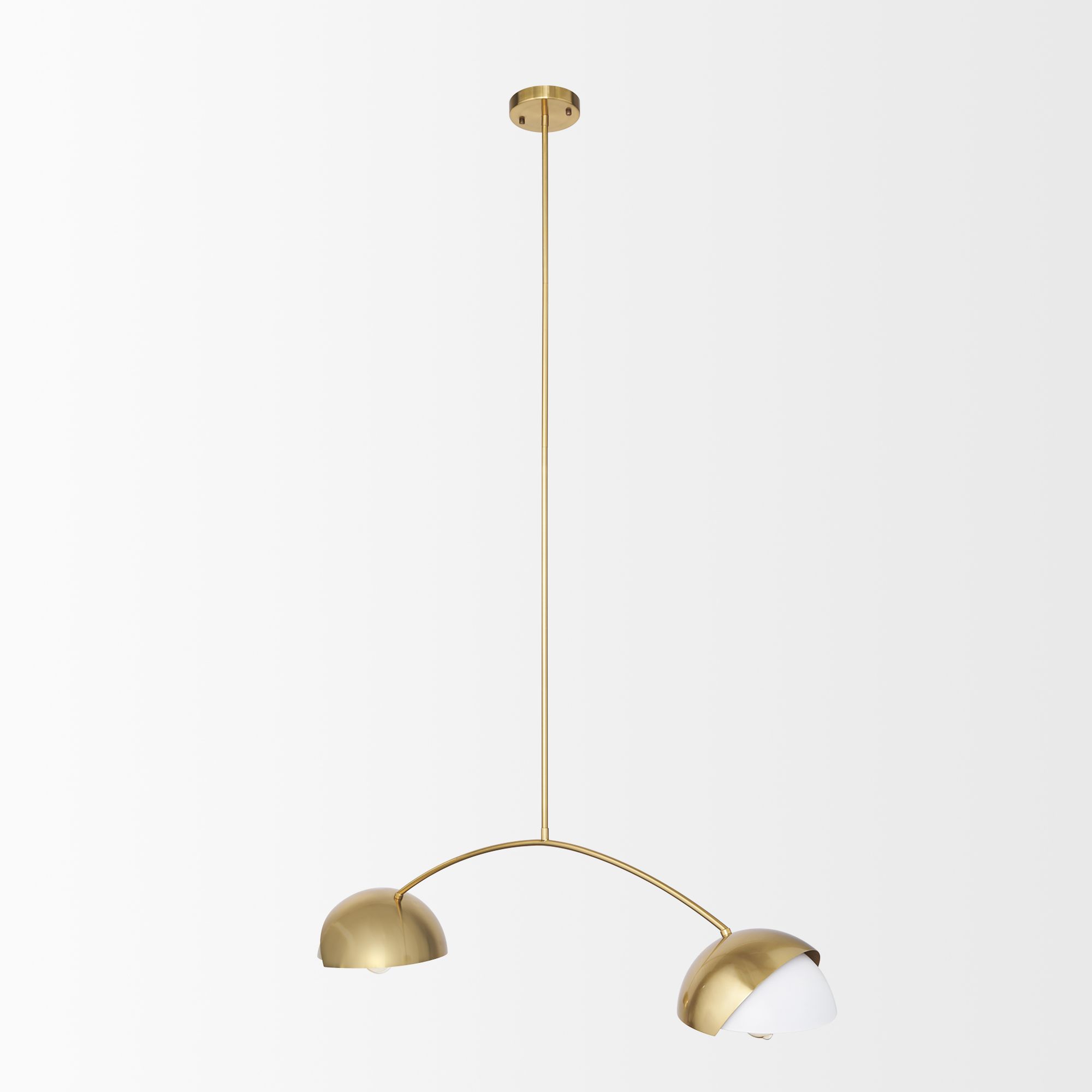 Mercana - Cybill Brushed Brass with White Metal Shades 2-Light Chandelier