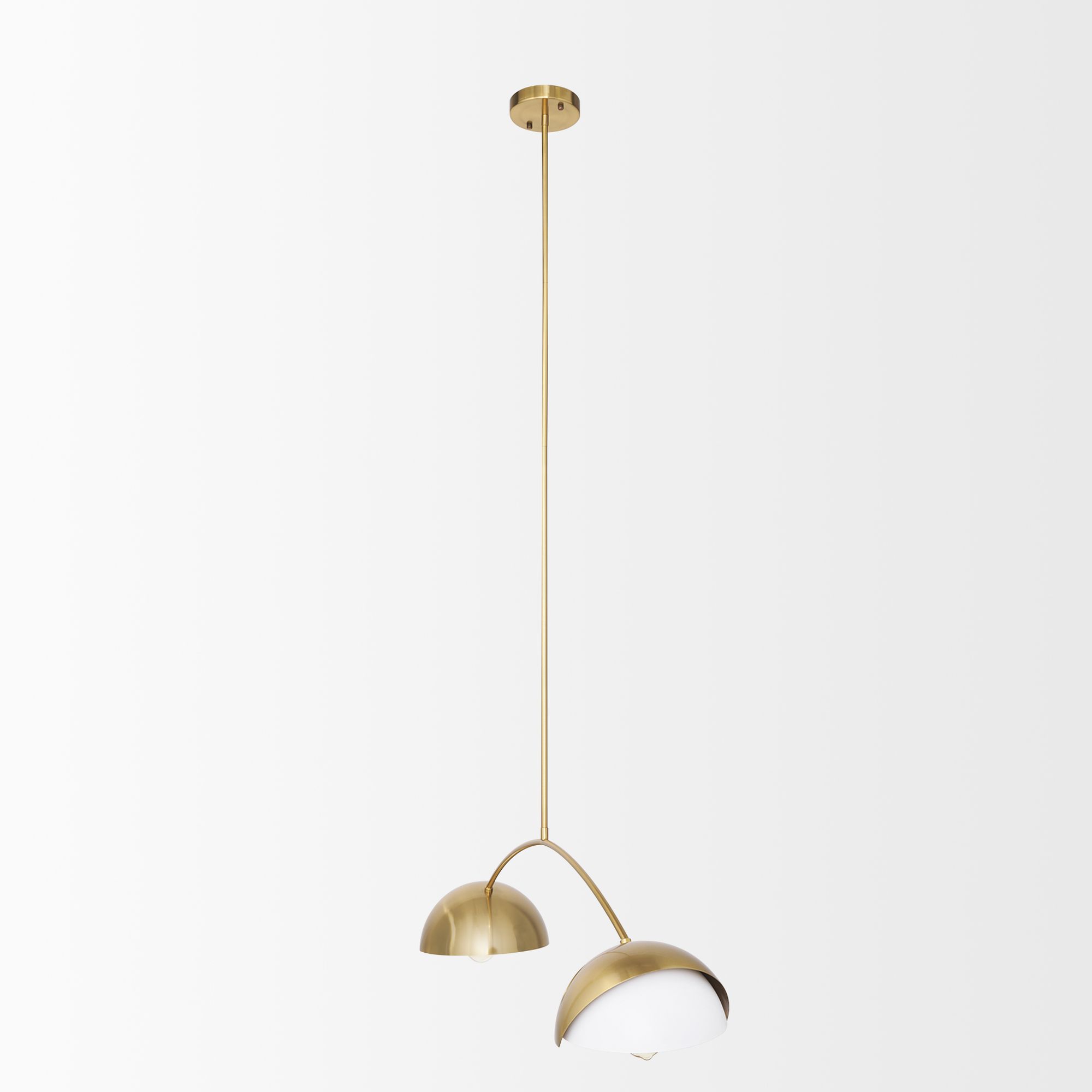 Mercana - Cybill Brushed Brass with White Metal Shades 2-Light Chandelier