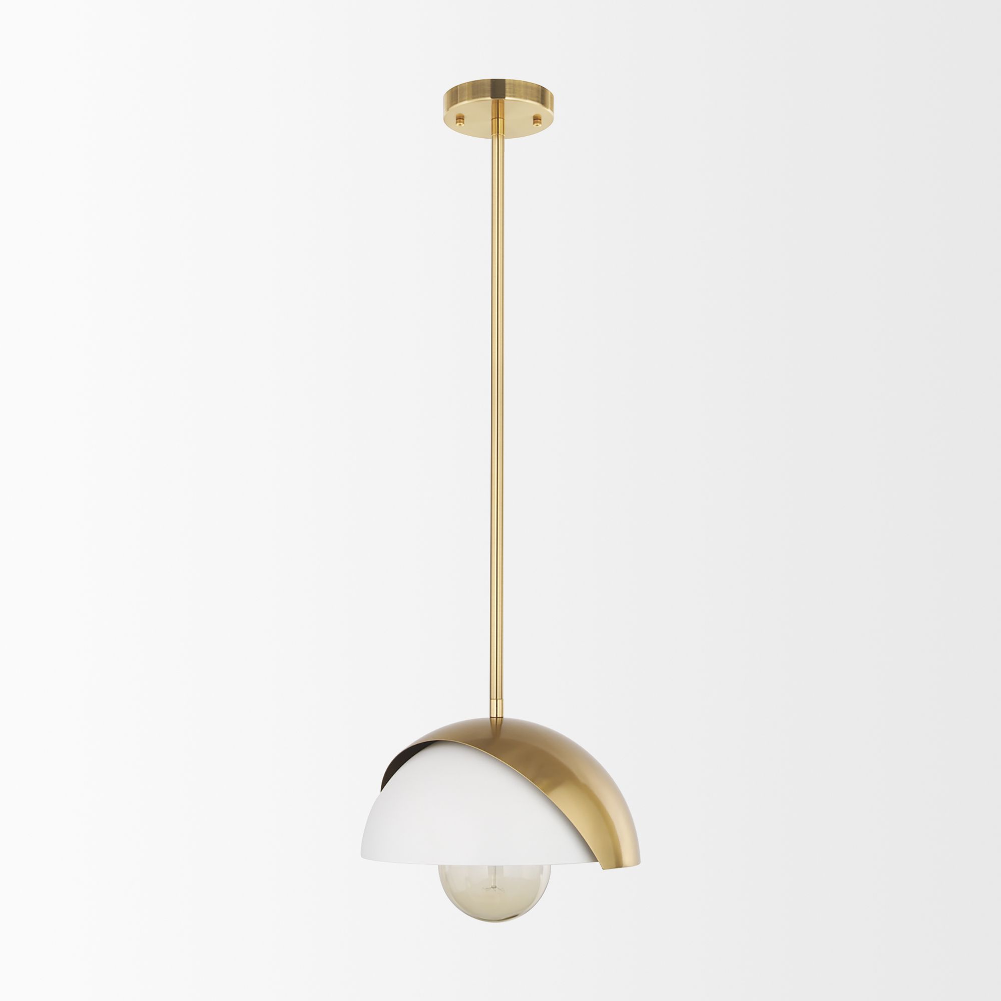 Mercana - Cybill Brushed Brass with White Metal Shade 1-Light Wall Pendant