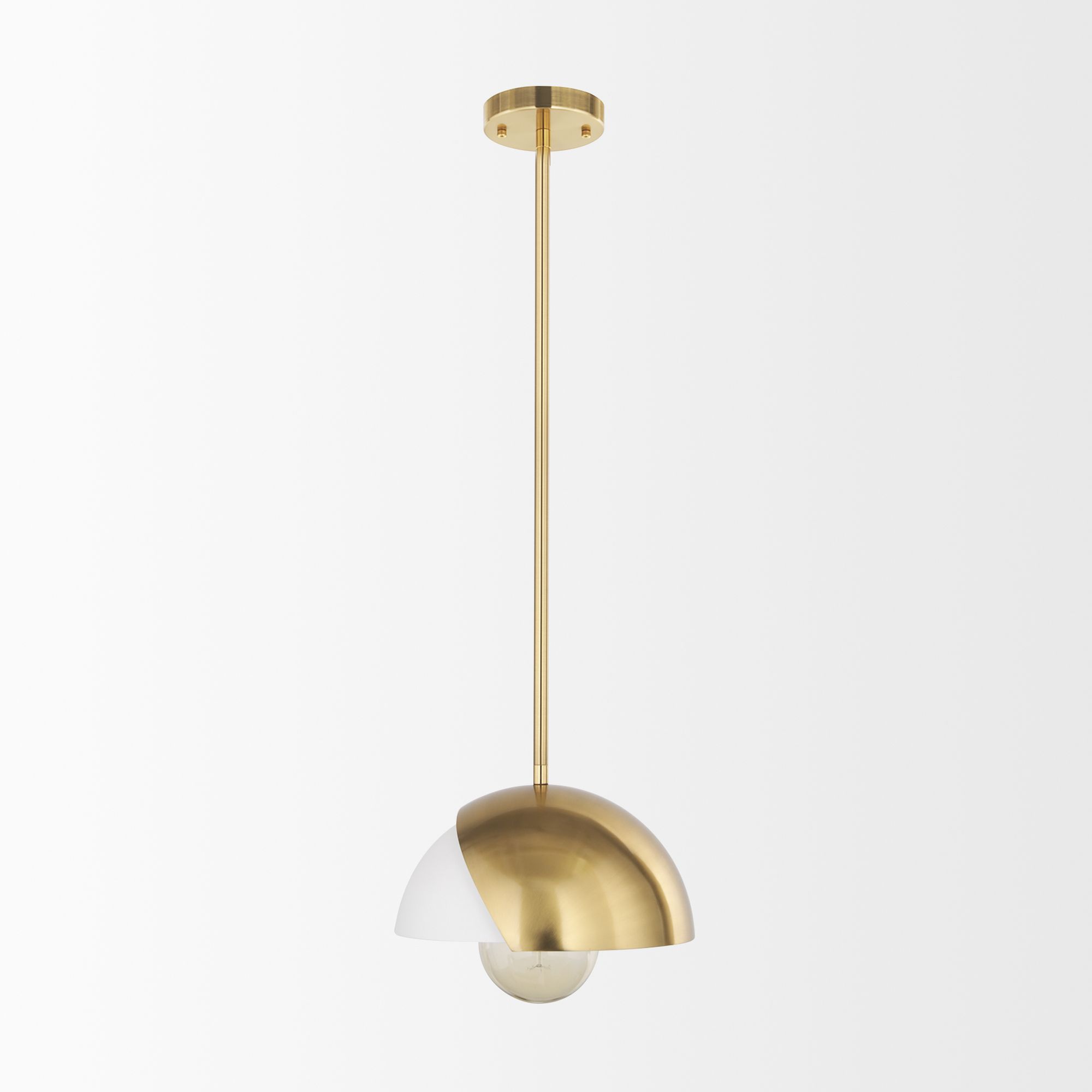 Mercana - Cybill Brushed Brass with White Metal Shade 1-Light Wall Pendant