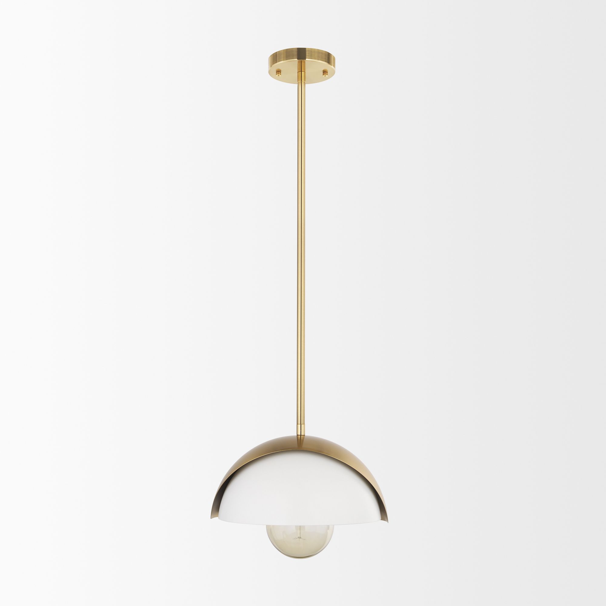 Mercana - Cybill Brushed Brass with White Metal Shade 1-Light Wall Pendant