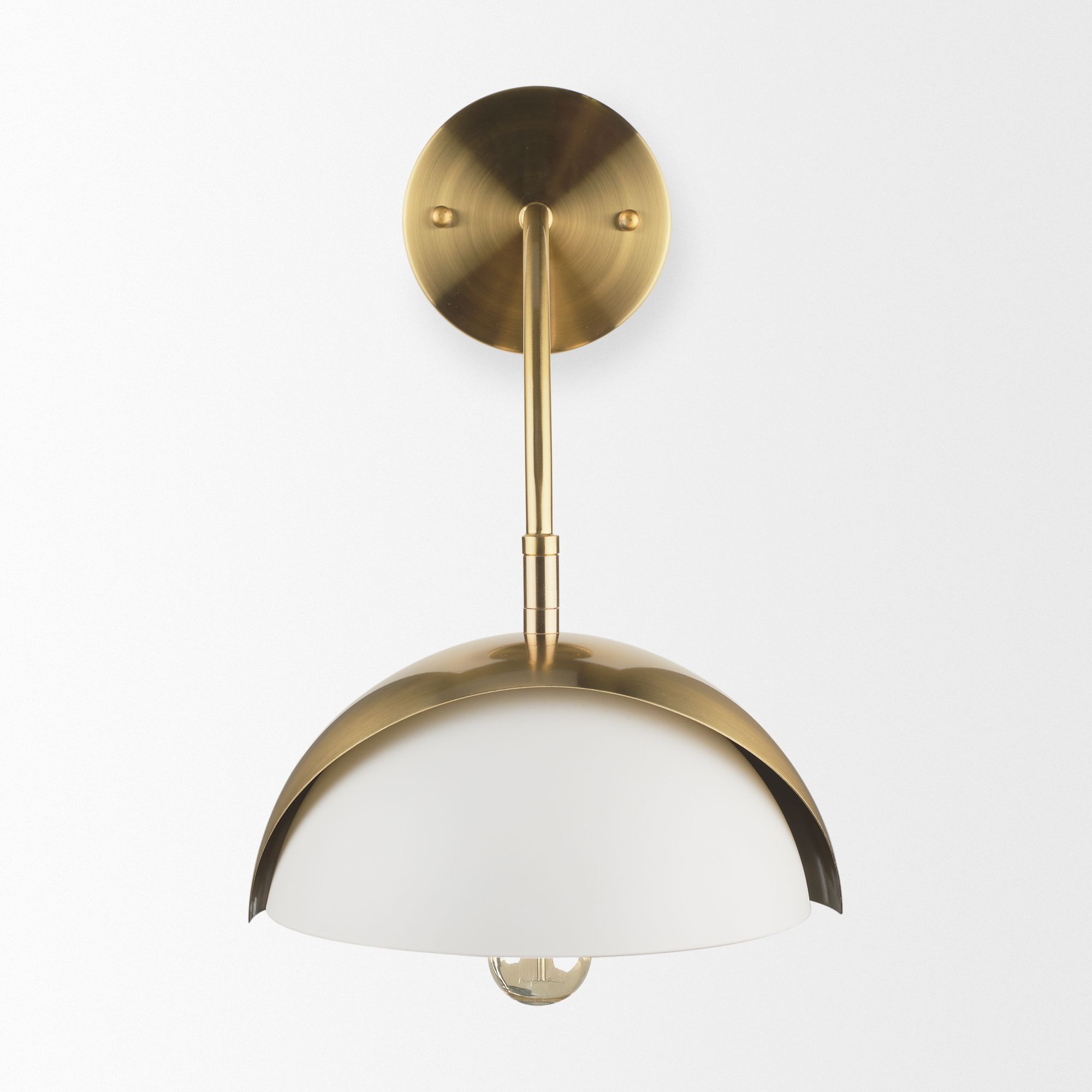 Mercana - Cybill Brushed Brass with White Metal Shade 1-Light Wall Sconce