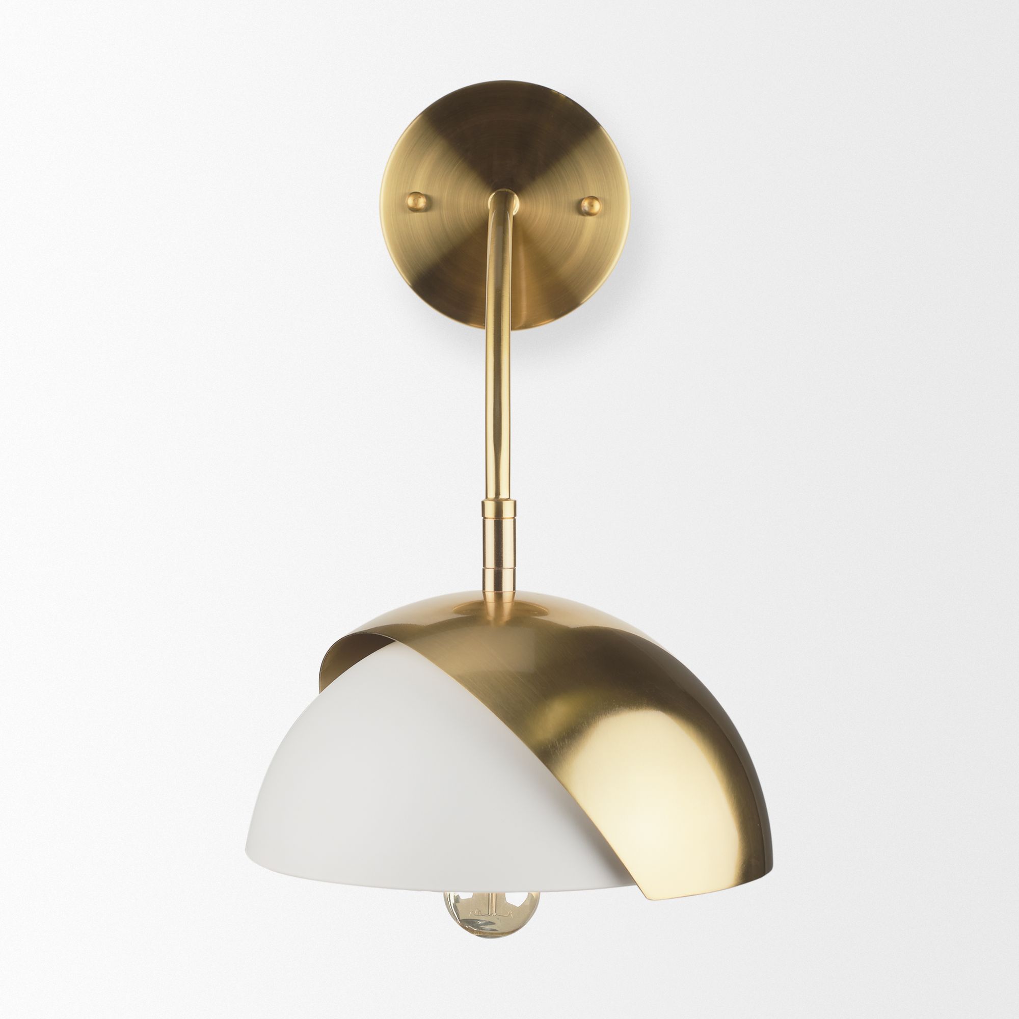 Mercana - Cybill Brushed Brass with White Metal Shade 1-Light Wall Sconce