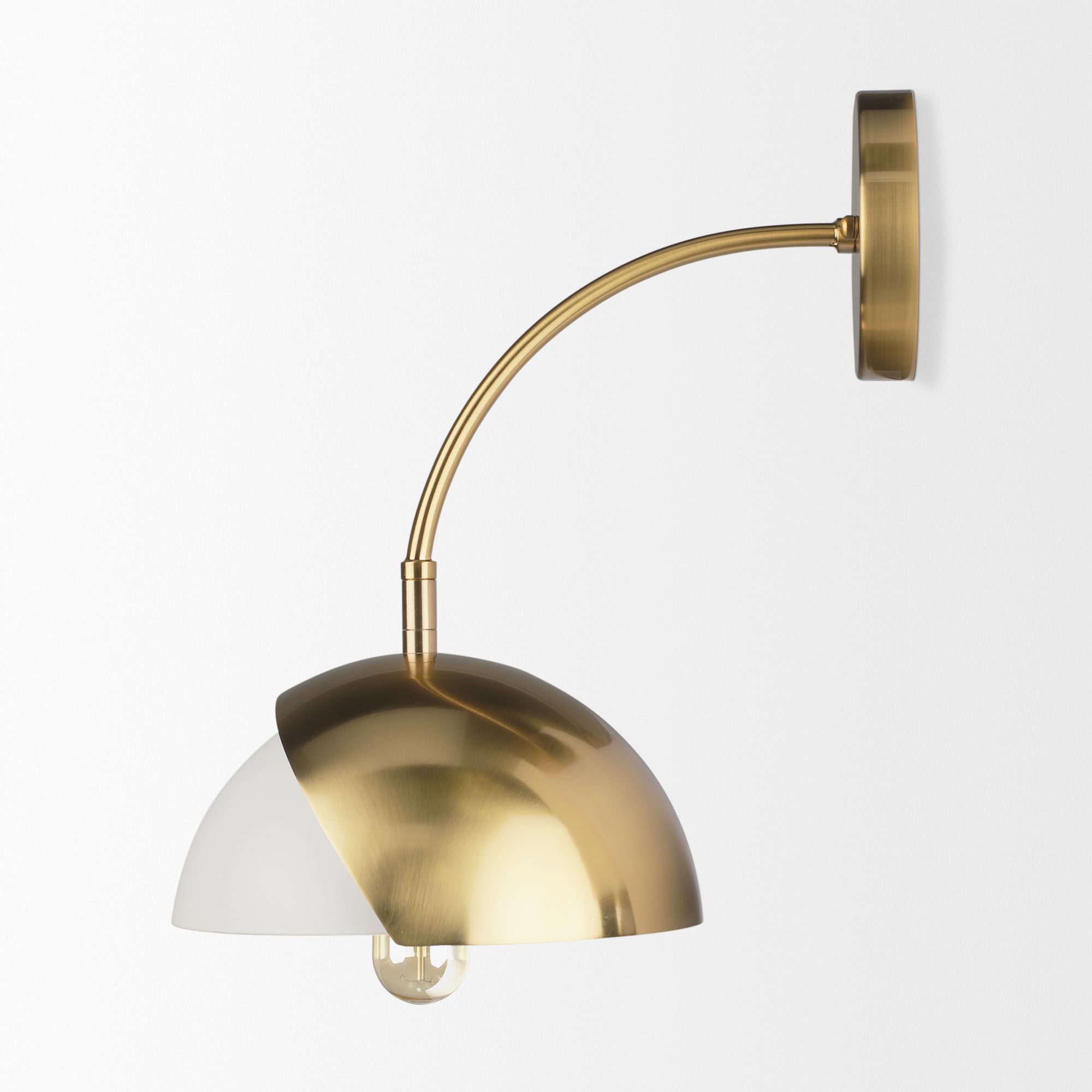 Mercana - Cybill Brushed Brass with White Metal Shade 1-Light Wall Sconce