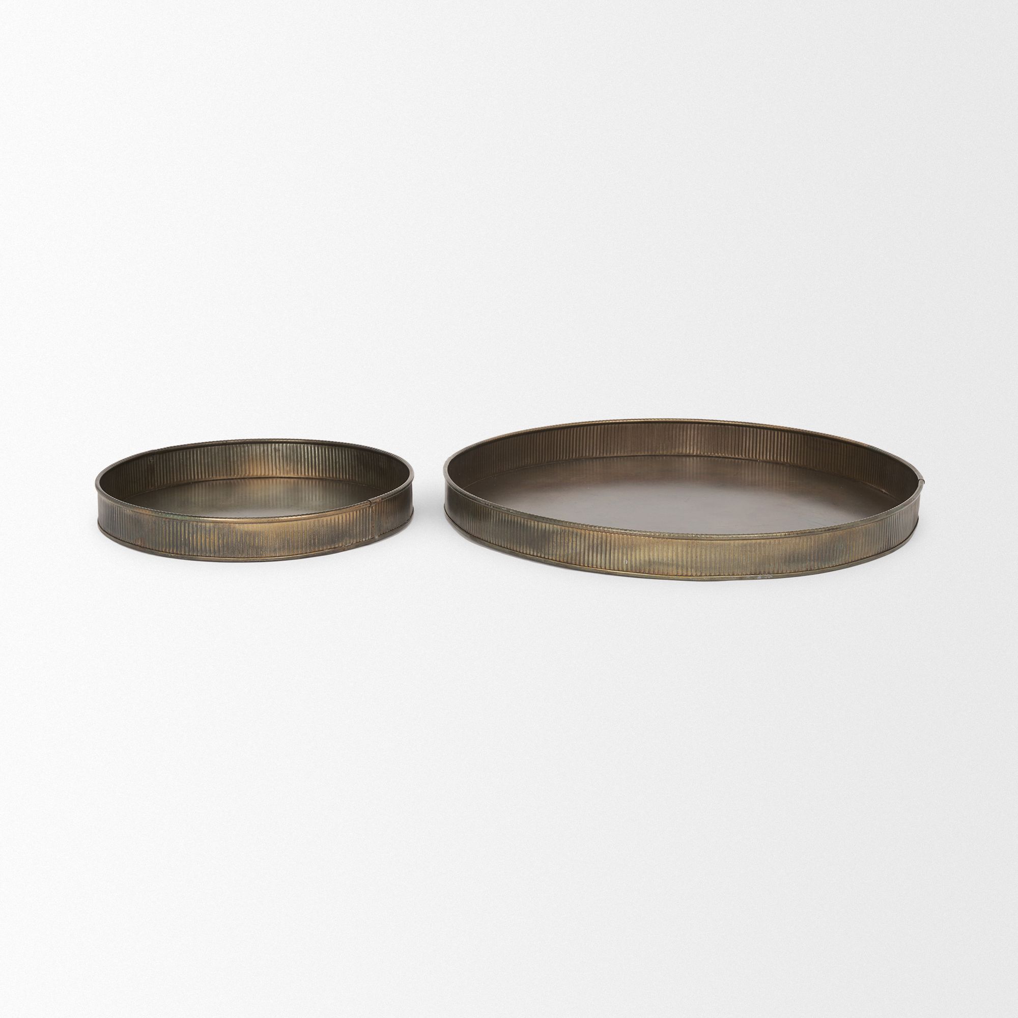 Mercana Varun Round Metal Tray (Set of 2) - Brass