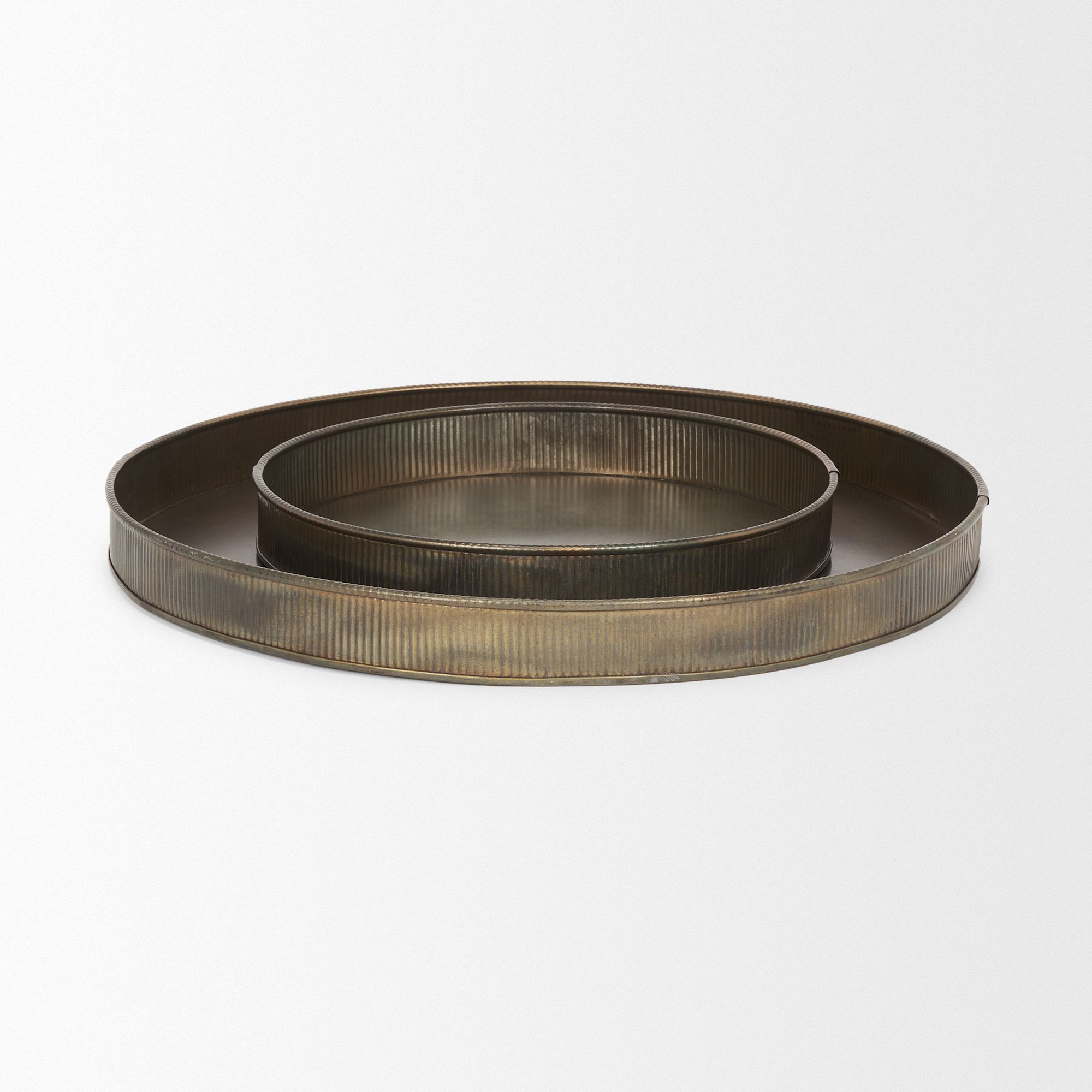 Mercana Varun Round Metal Tray (Set of 2) - Brass