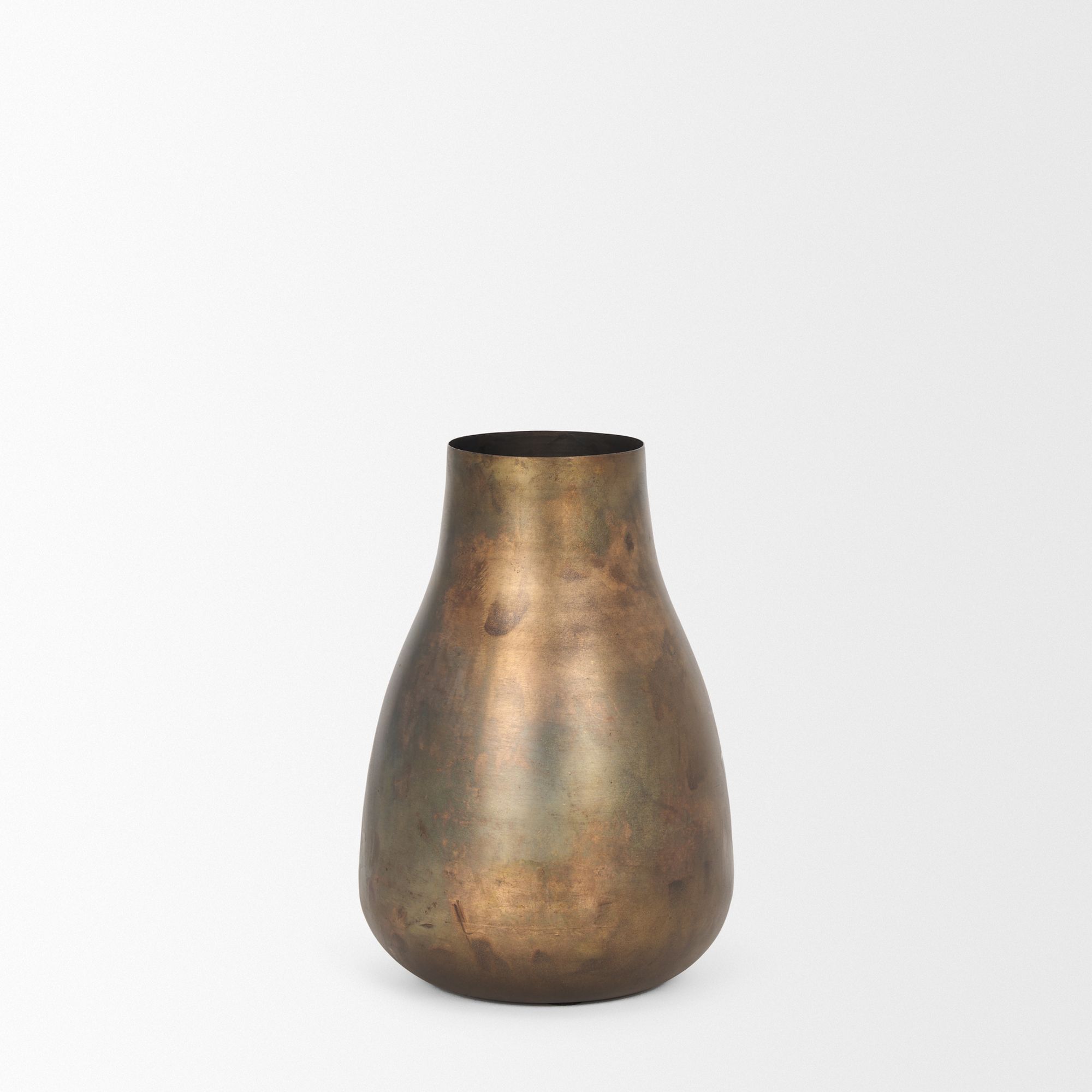 Mercana Devi Short Metal Vase - Oxidized Gold