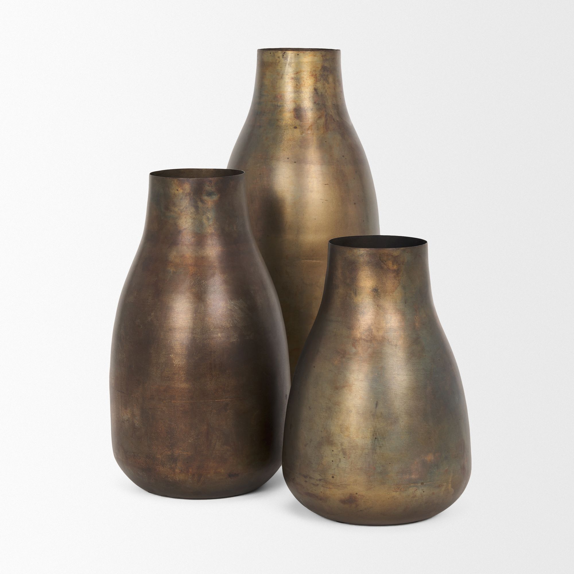 Mercana Devi Short Metal Vase - Oxidized Gold