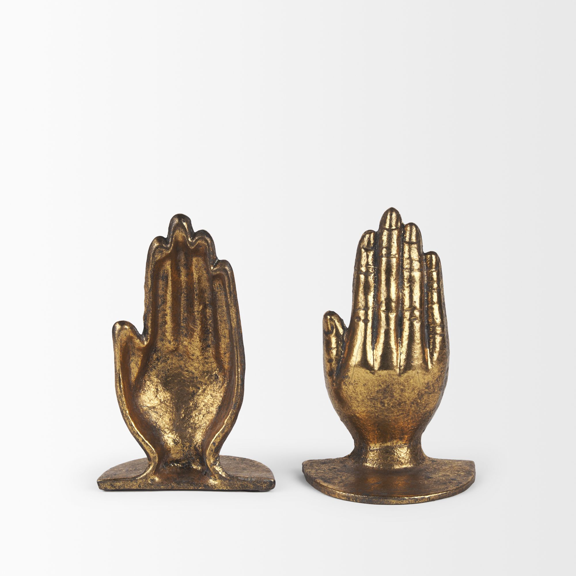 Mercana Praying Hands Cast Iron Book Ends - Gold