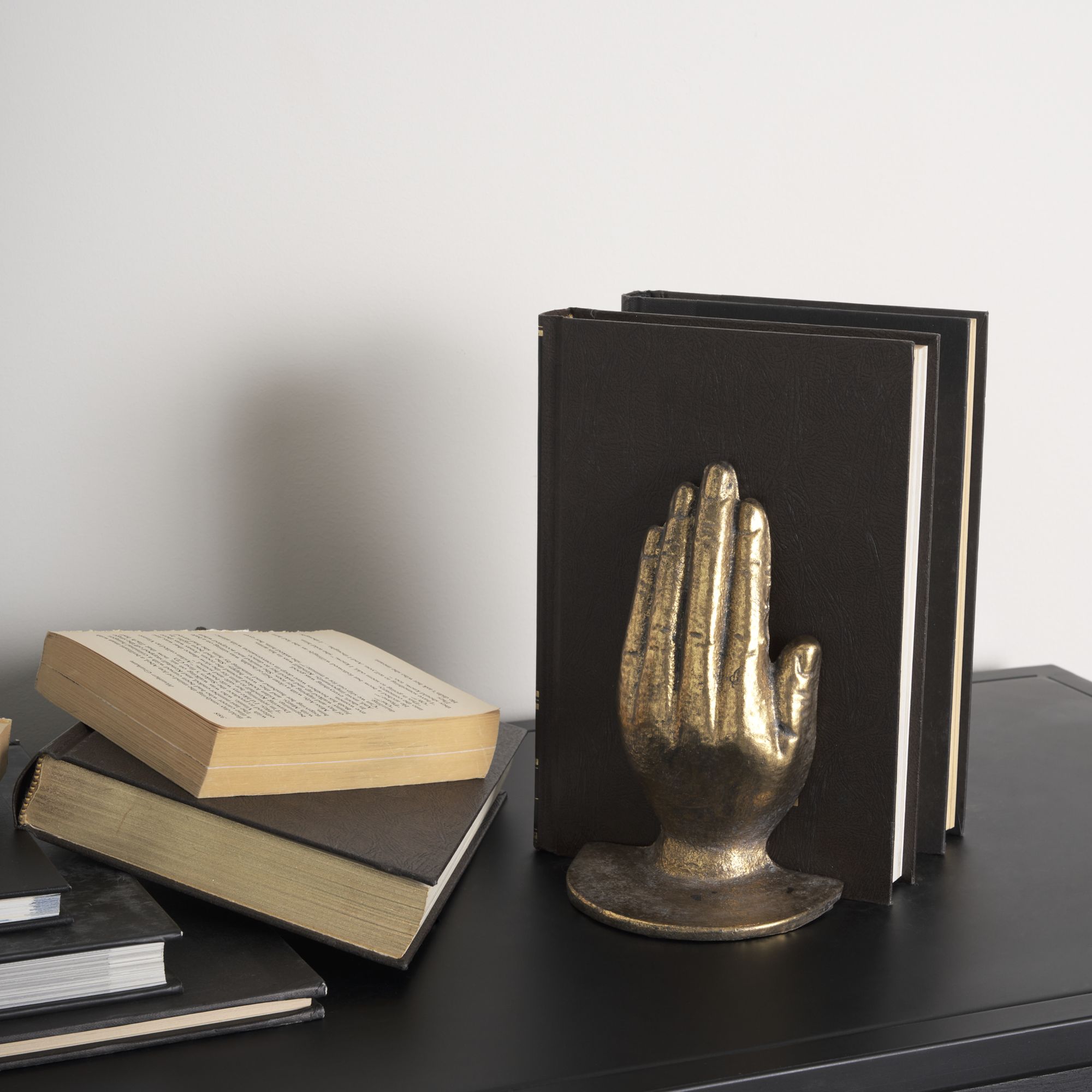 Mercana Praying Hands Cast Iron Book Ends - Gold