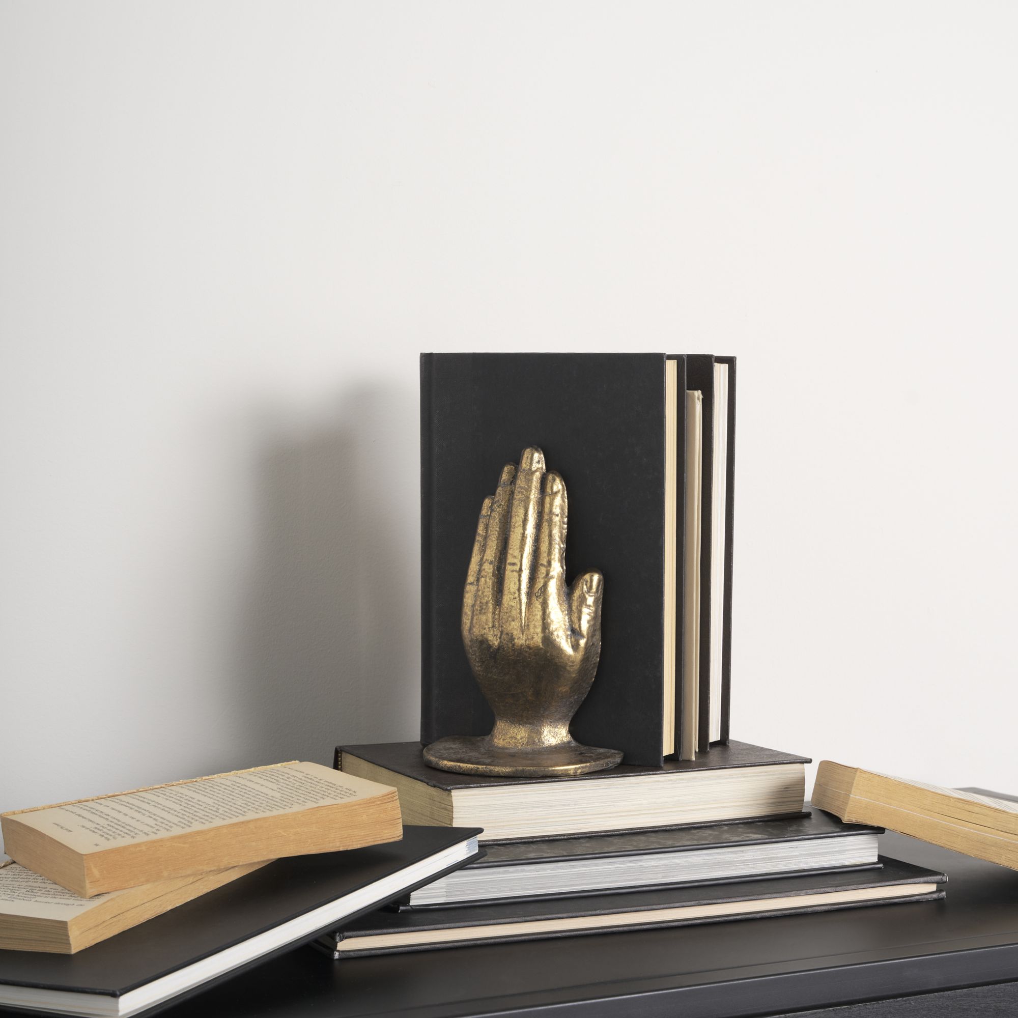 Mercana Praying Hands Cast Iron Book Ends - Gold