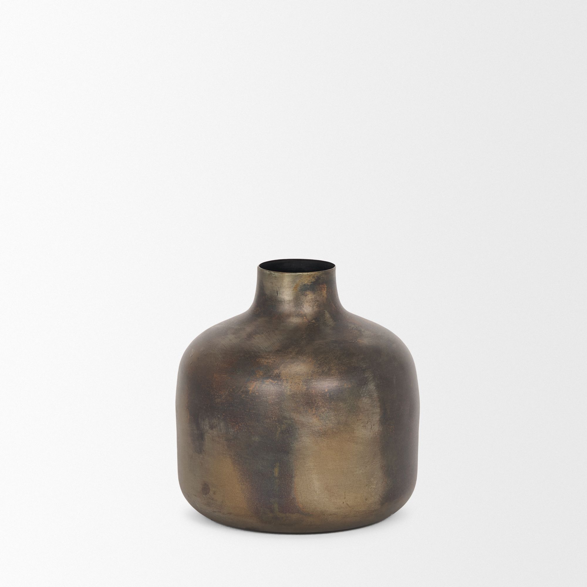 Mercana Daya Short Metal Vase - Antiqued Gold