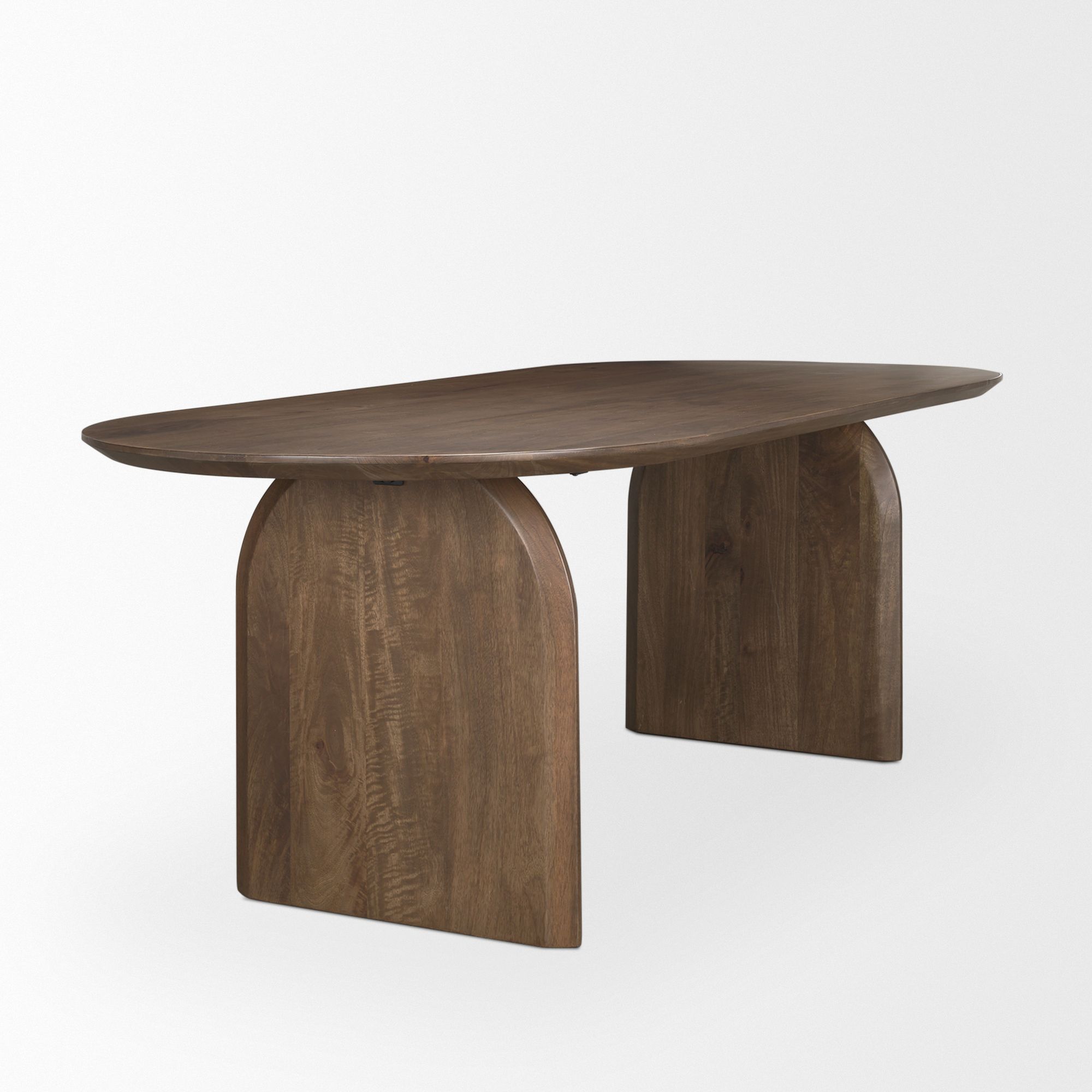 Mercana Isla Oval Dining Table with Wood Top & Arched Legs - Dark Brown