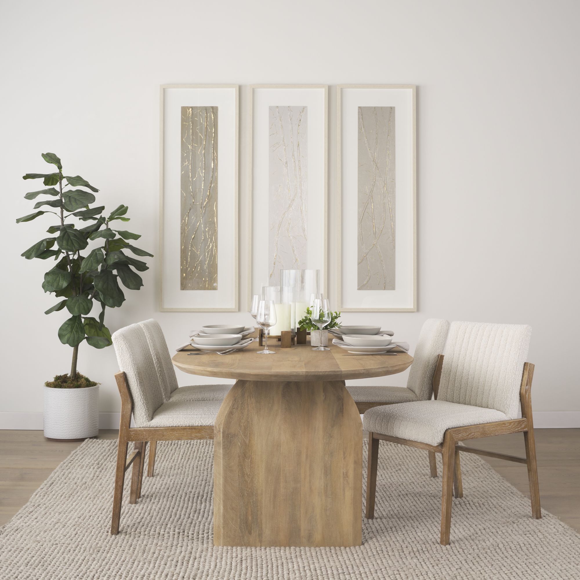 Mercana Isla Oval Dining Table with Wood Top & Arched Legs - Light Brown