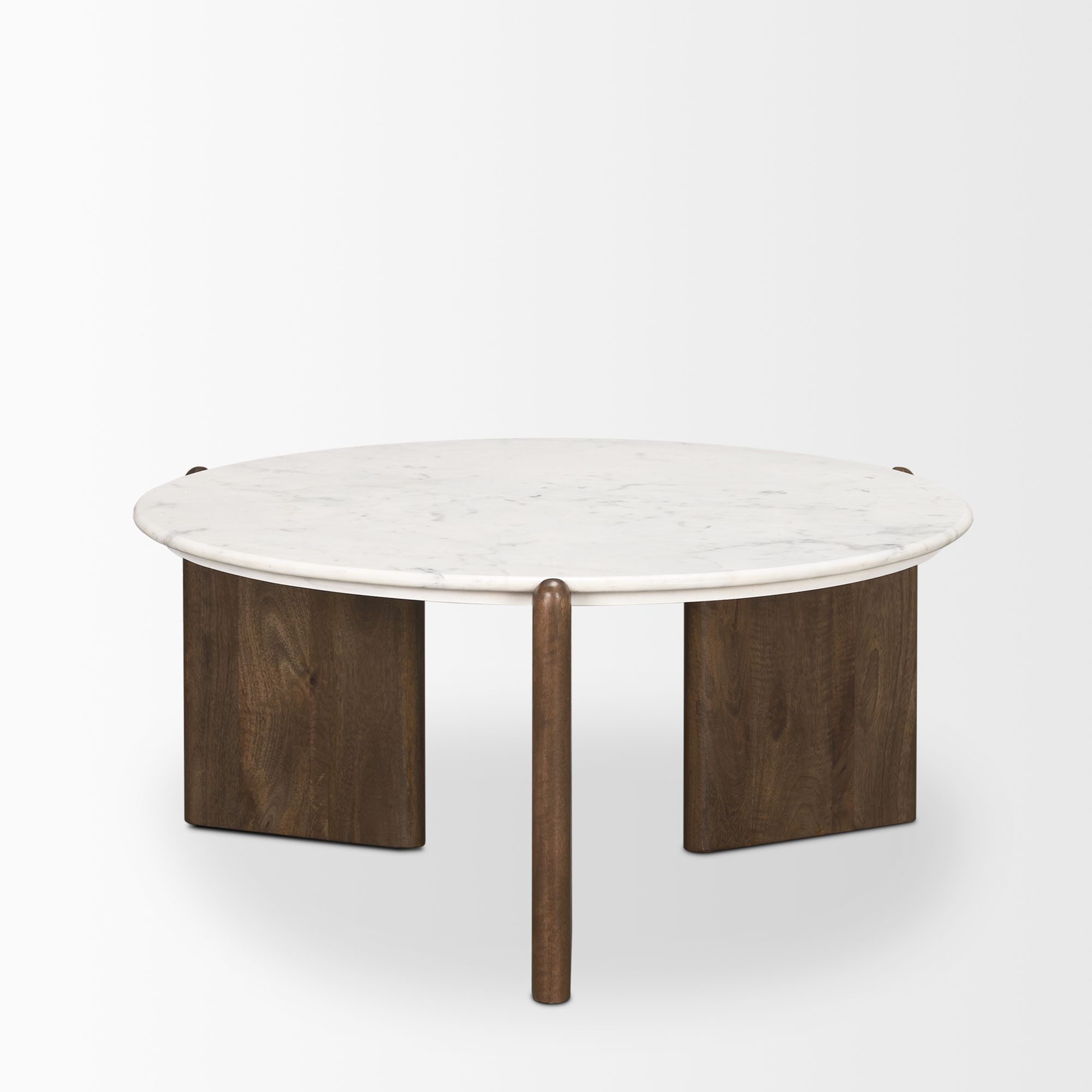 Mercana - Rumer Dark Brown Wood with White Marble Coffee Table