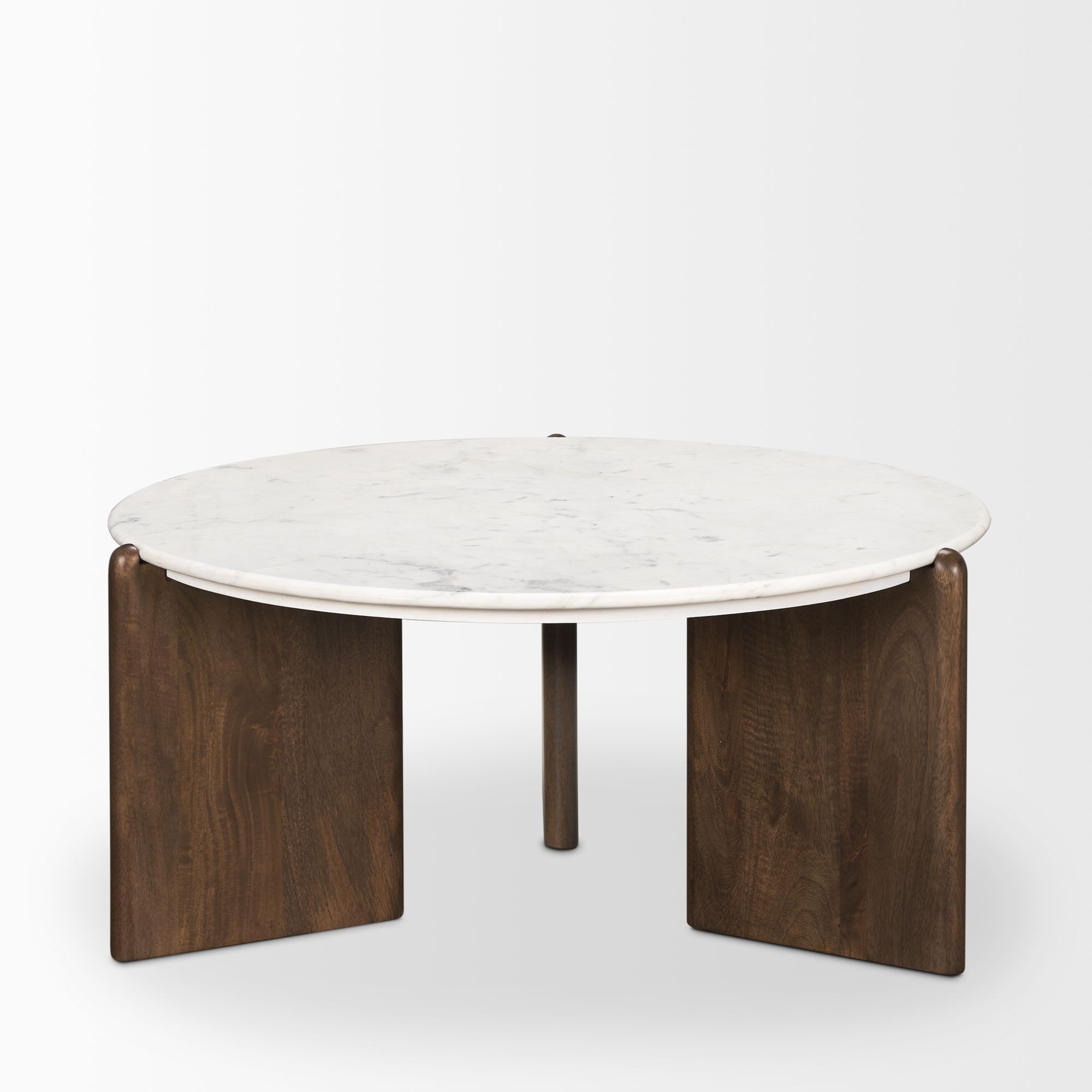 Mercana - Rumer Dark Brown Wood with White Marble Coffee Table