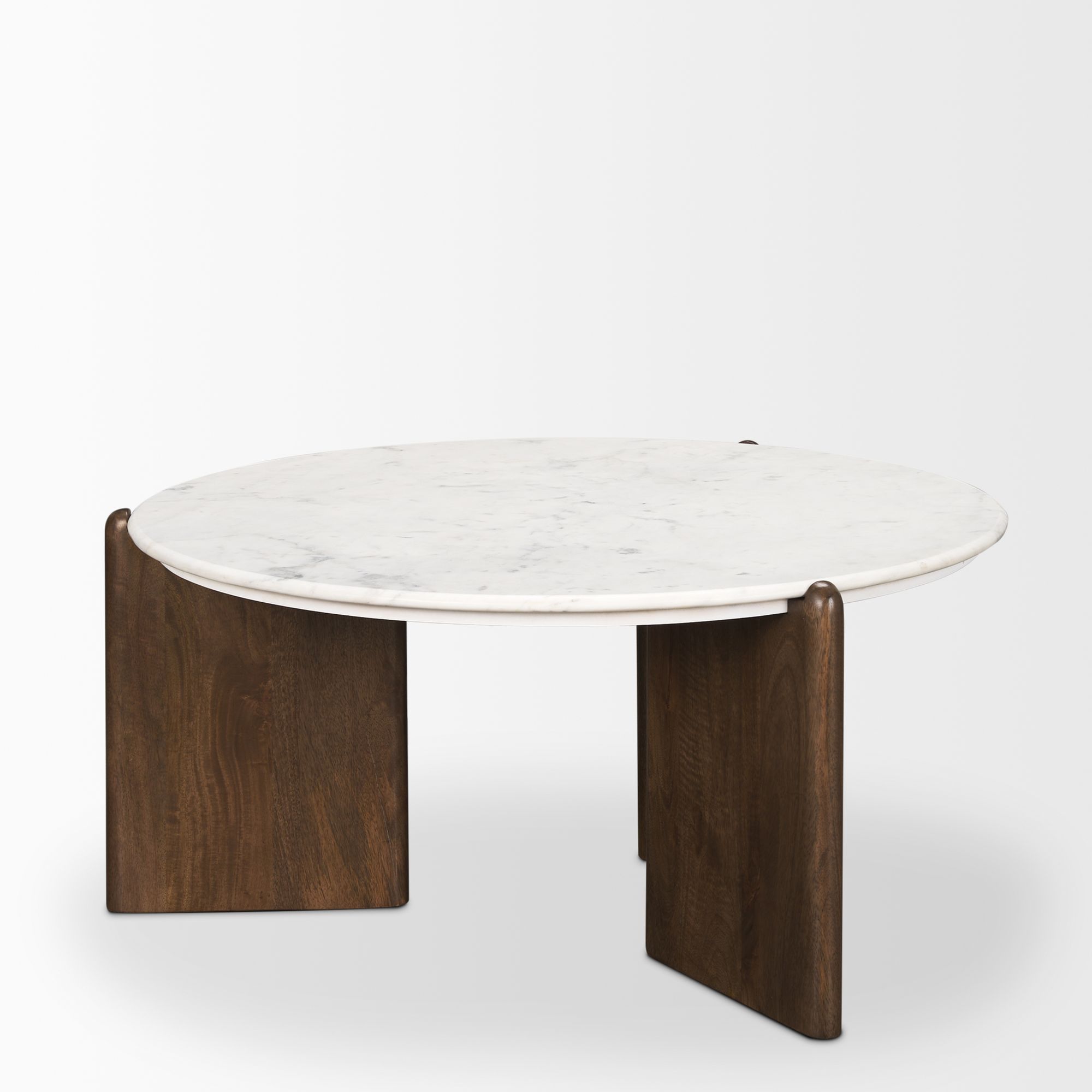 Mercana - Rumer Dark Brown Wood with White Marble Coffee Table