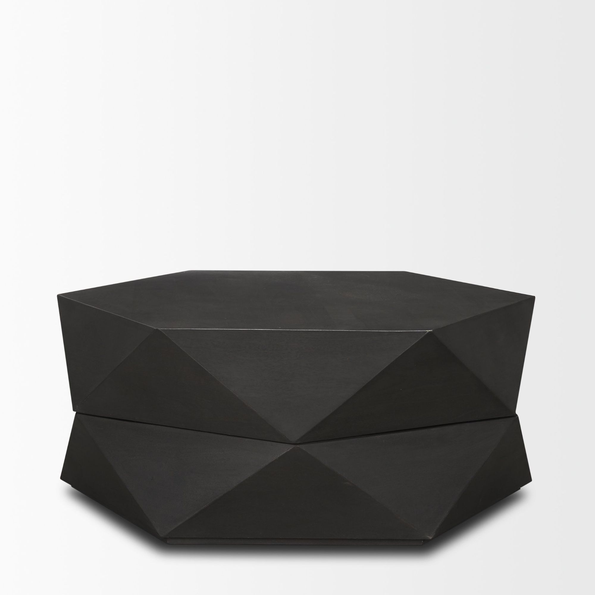 Mercana Arreto 36" Hexagonal Coffee Table - Black, Wood