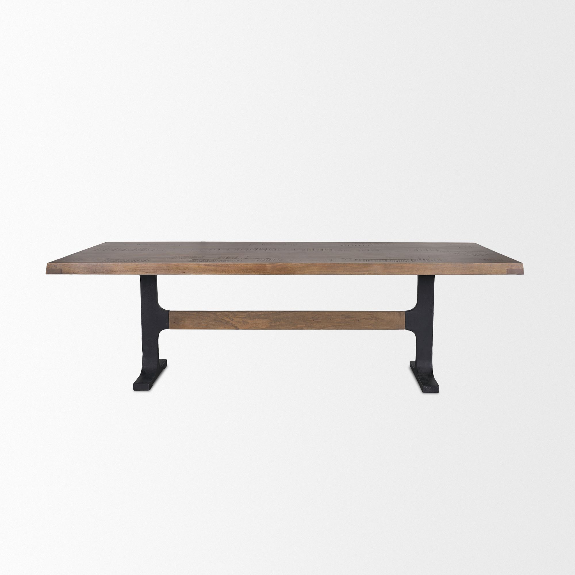 Mercana Araxi Rectangular Dining Table with Metal Base - Dark Brown