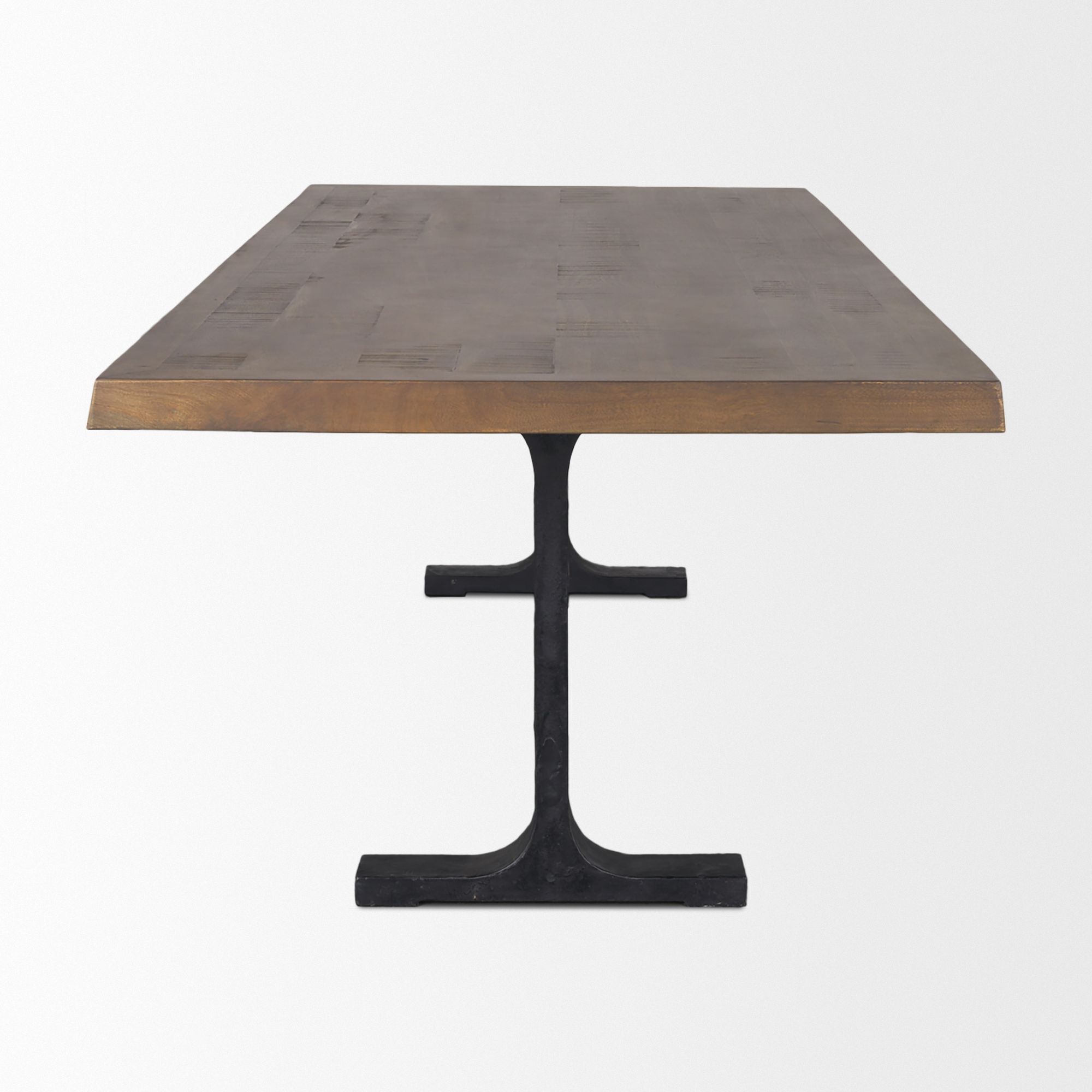 Mercana Araxi Rectangular Dining Table with Metal Base - Dark Brown