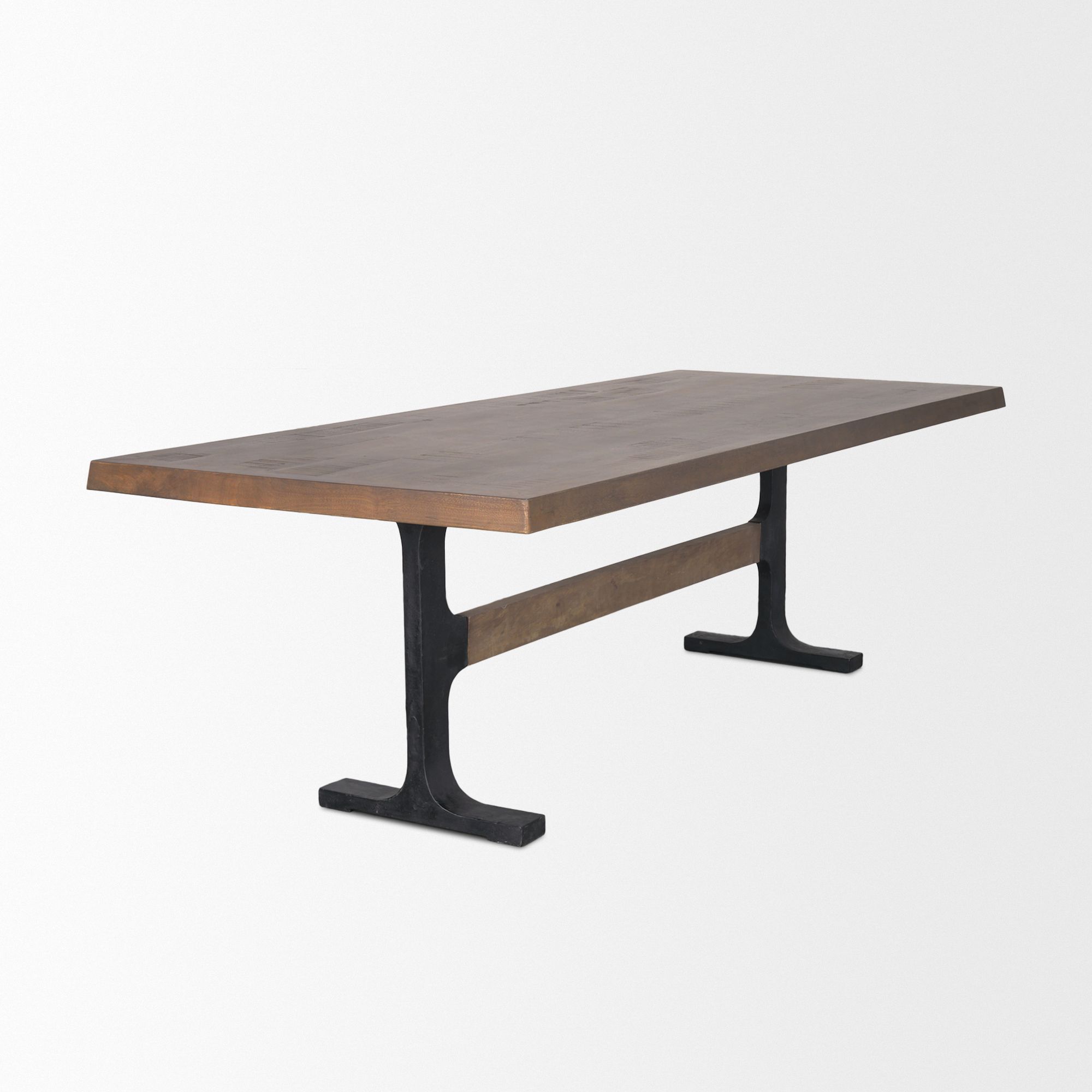 Mercana Araxi Rectangular Dining Table with Metal Base - Dark Brown