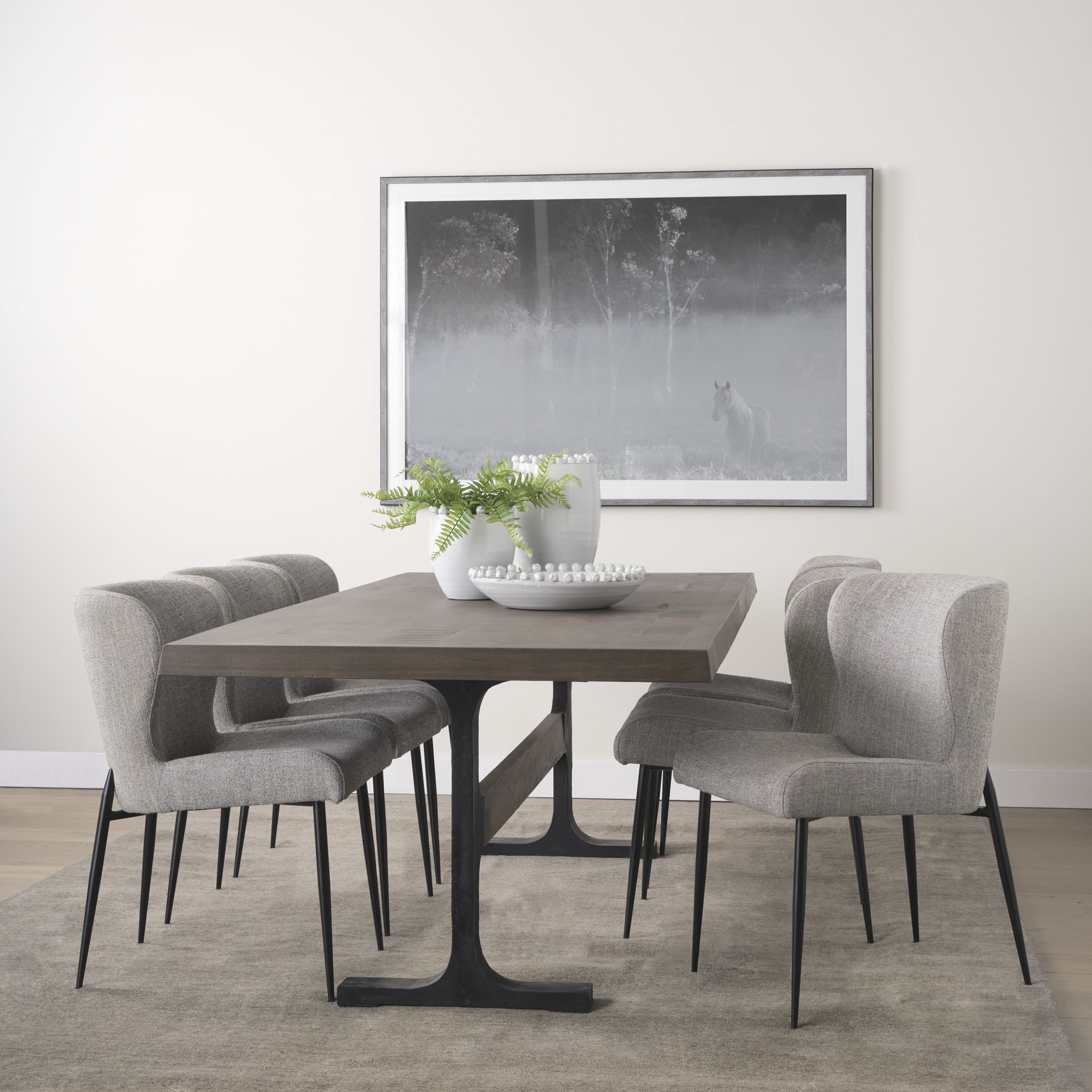 Mercana Araxi Rectangular Dining Table with Metal Base - Dark Brown