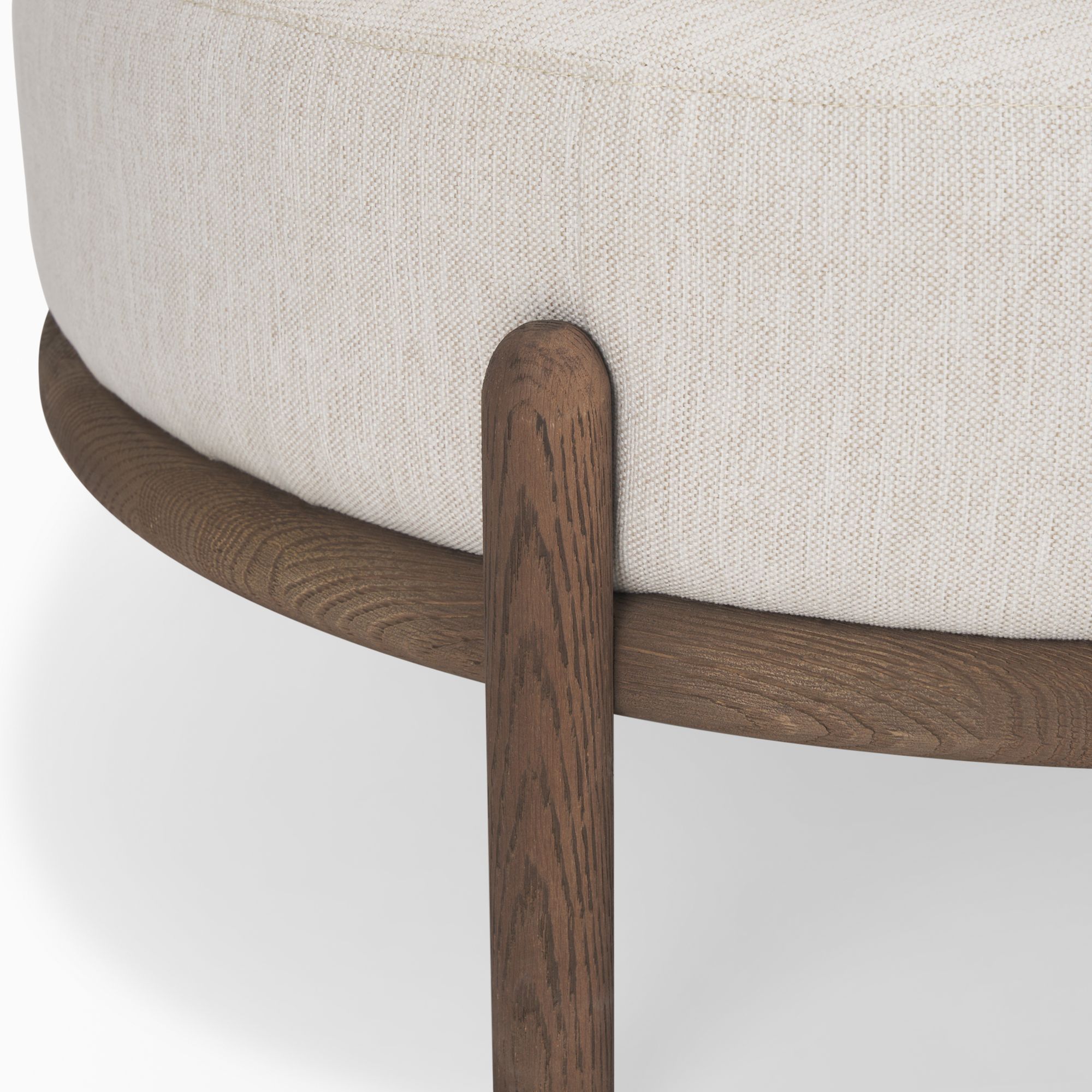 Mercana Gwynn Ottoman with Light Brown Wood - Dark Brown, Fabric