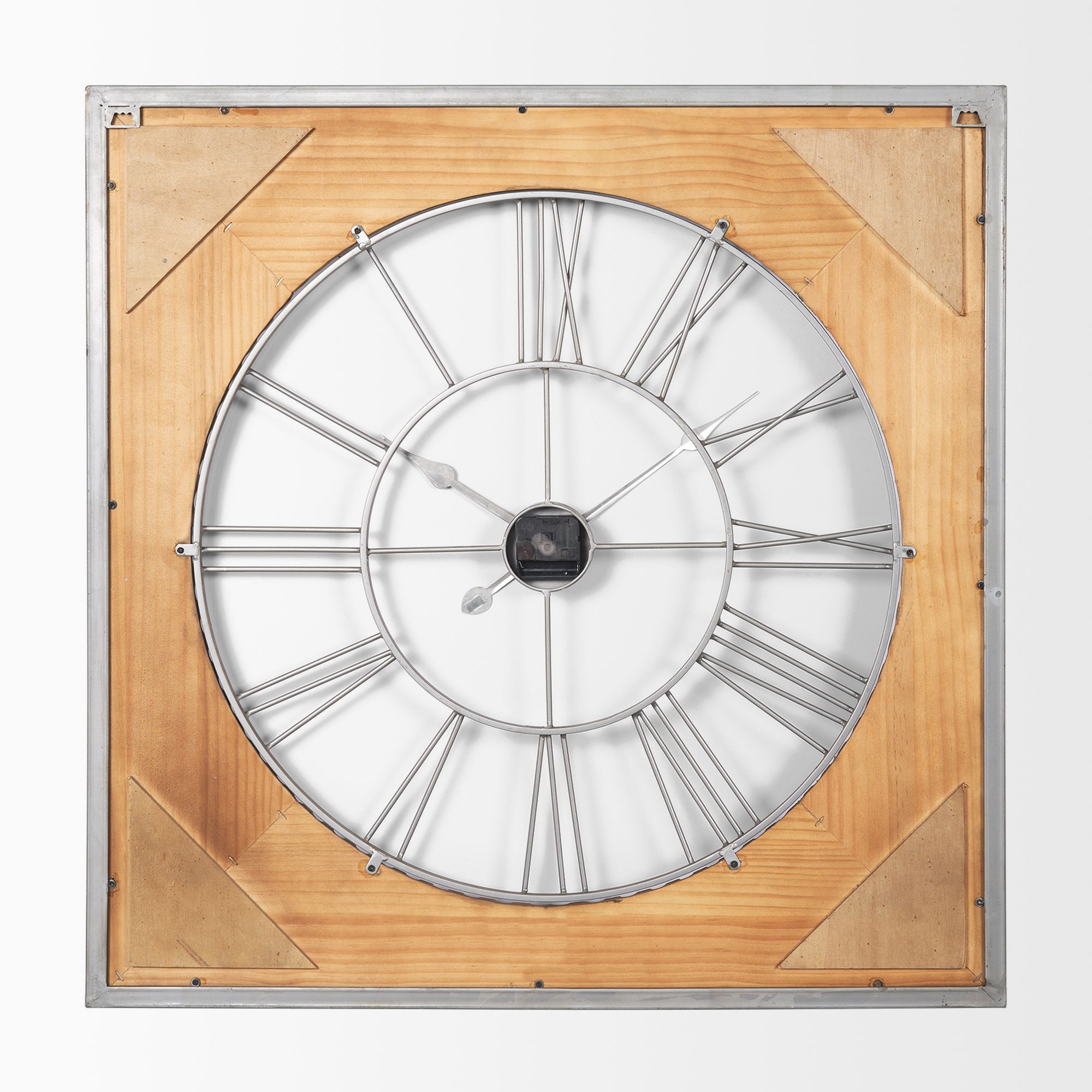 Mercana - Rondell Light Brown Wood/Gold Metal Wall Clock