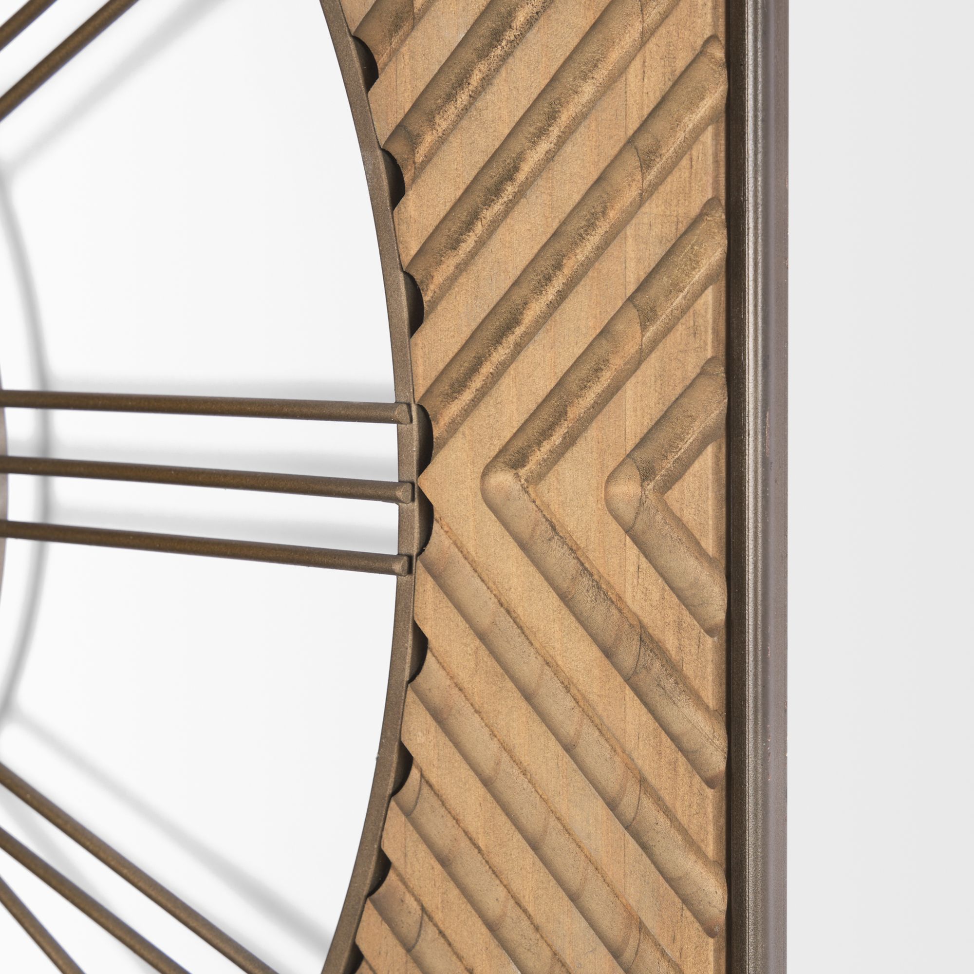 Mercana - Rondell Light Brown Wood/Gold Metal Wall Clock