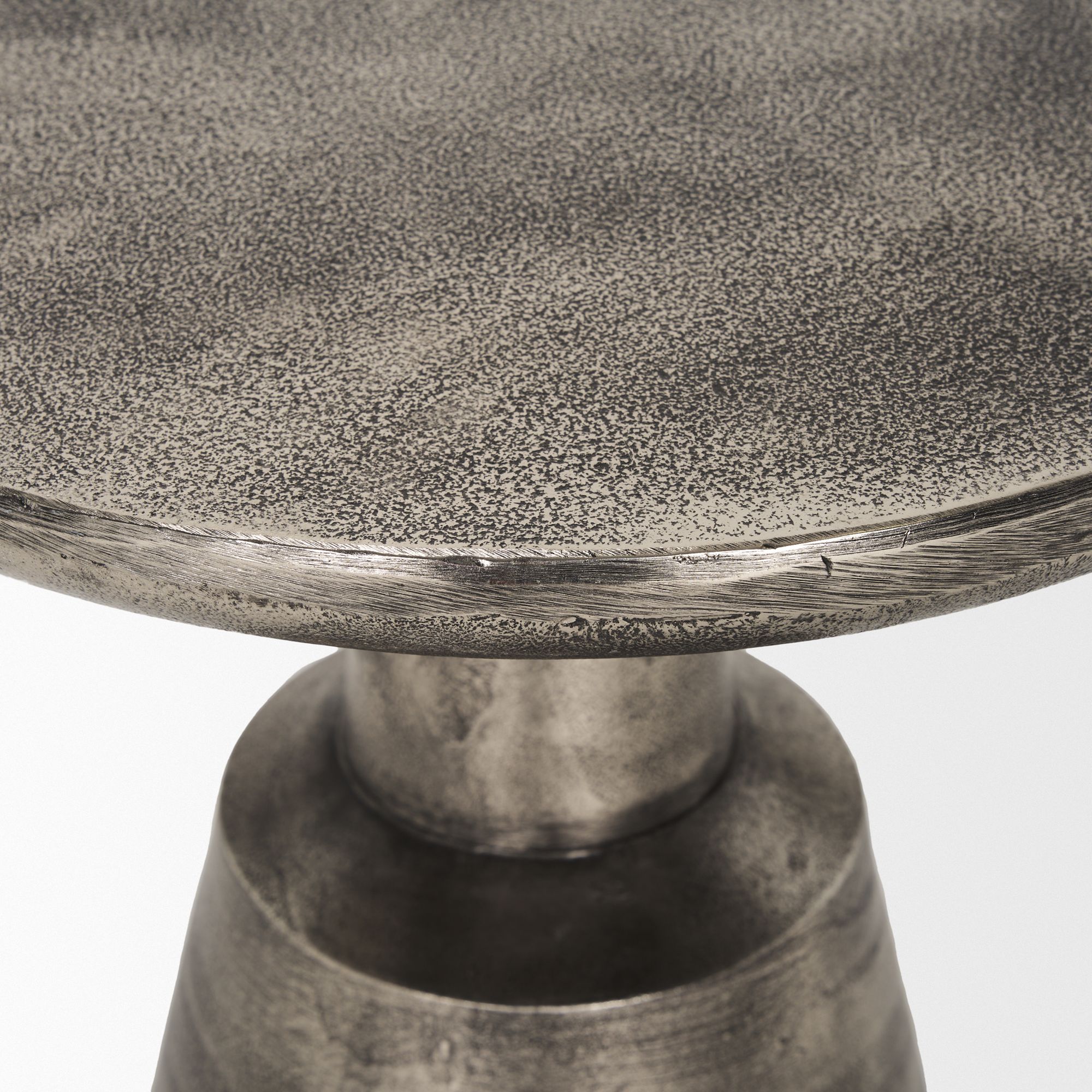 Mercana - Bobbi Textured Polished Nickel Cast Aluminum Metal Accent Table