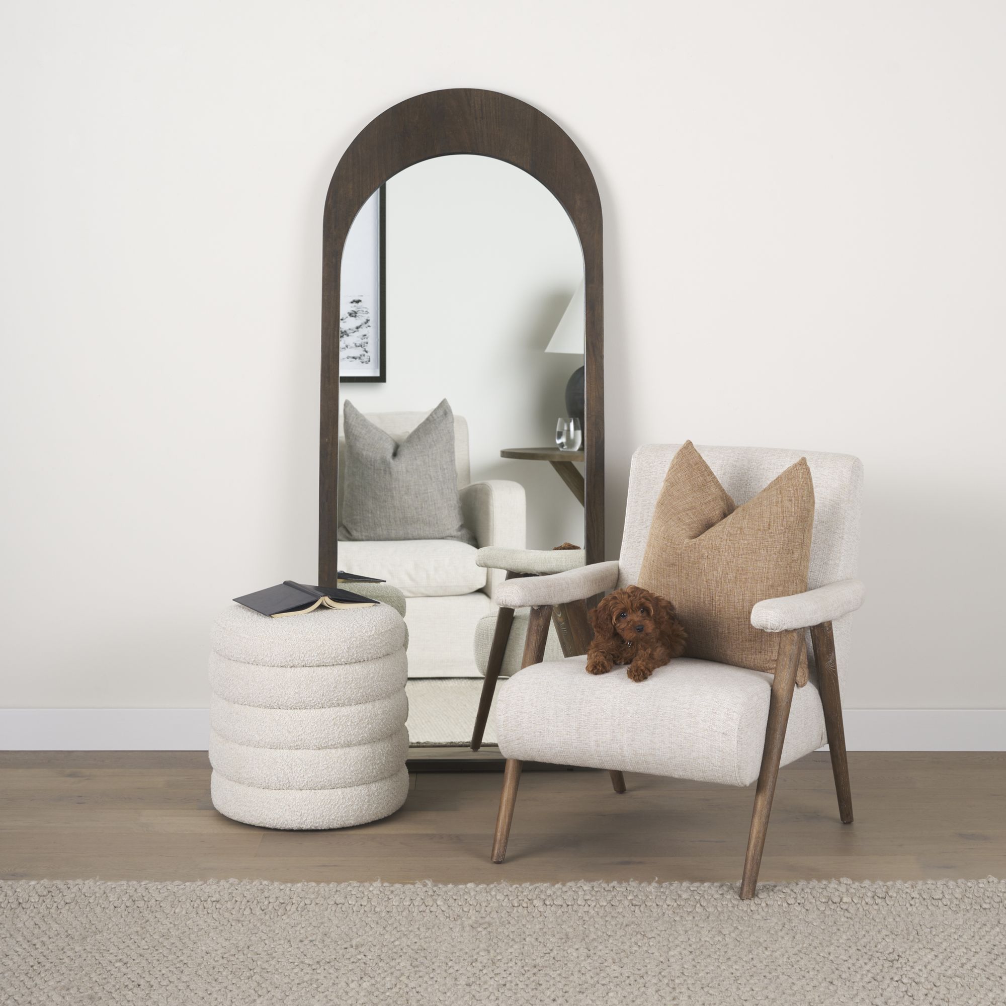 Mercana Celeste Wood Arched Floor Mirror - Dark Brown