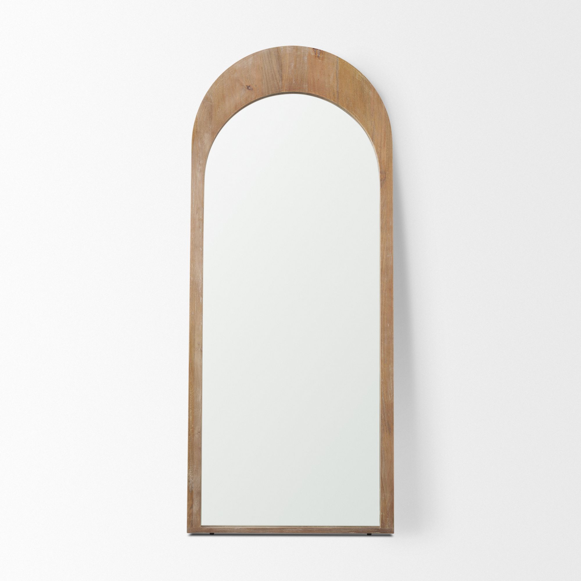 Mercana Celeste Wood Arched Floor Mirror - Light Brown