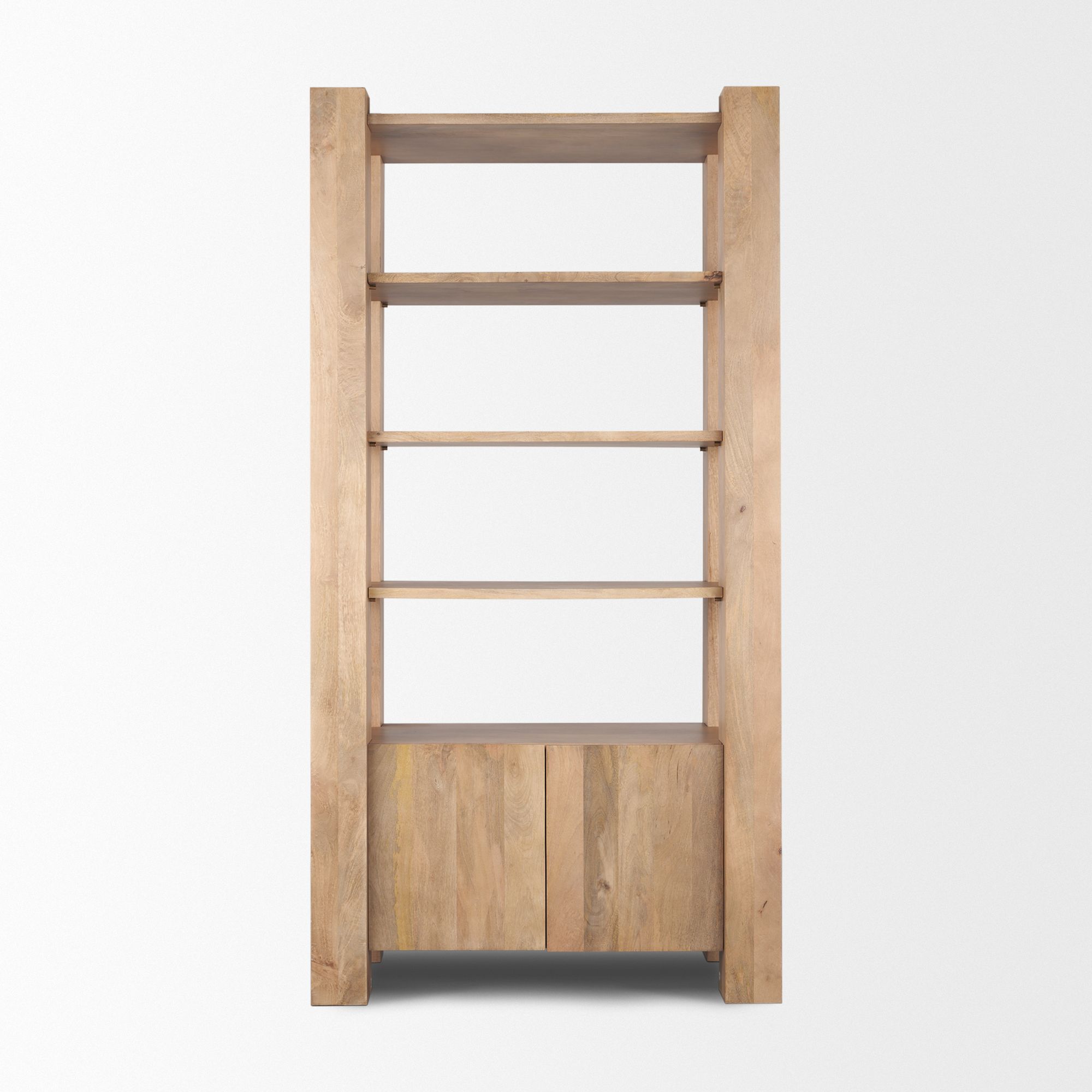 Mercana - Beth Light Brown Wood with Open and Closed Storage Shelving Unit