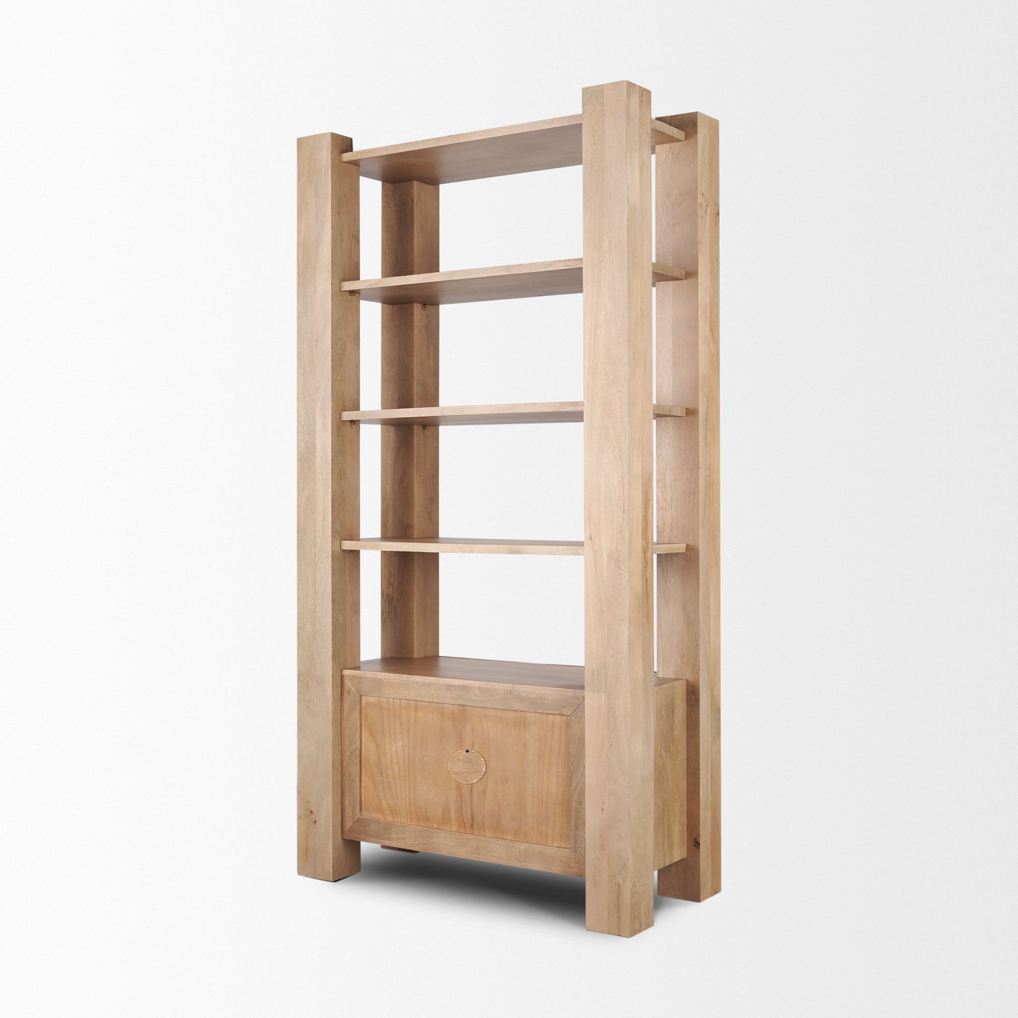 Mercana - Beth Light Brown Wood with Open and Closed Storage Shelving Unit