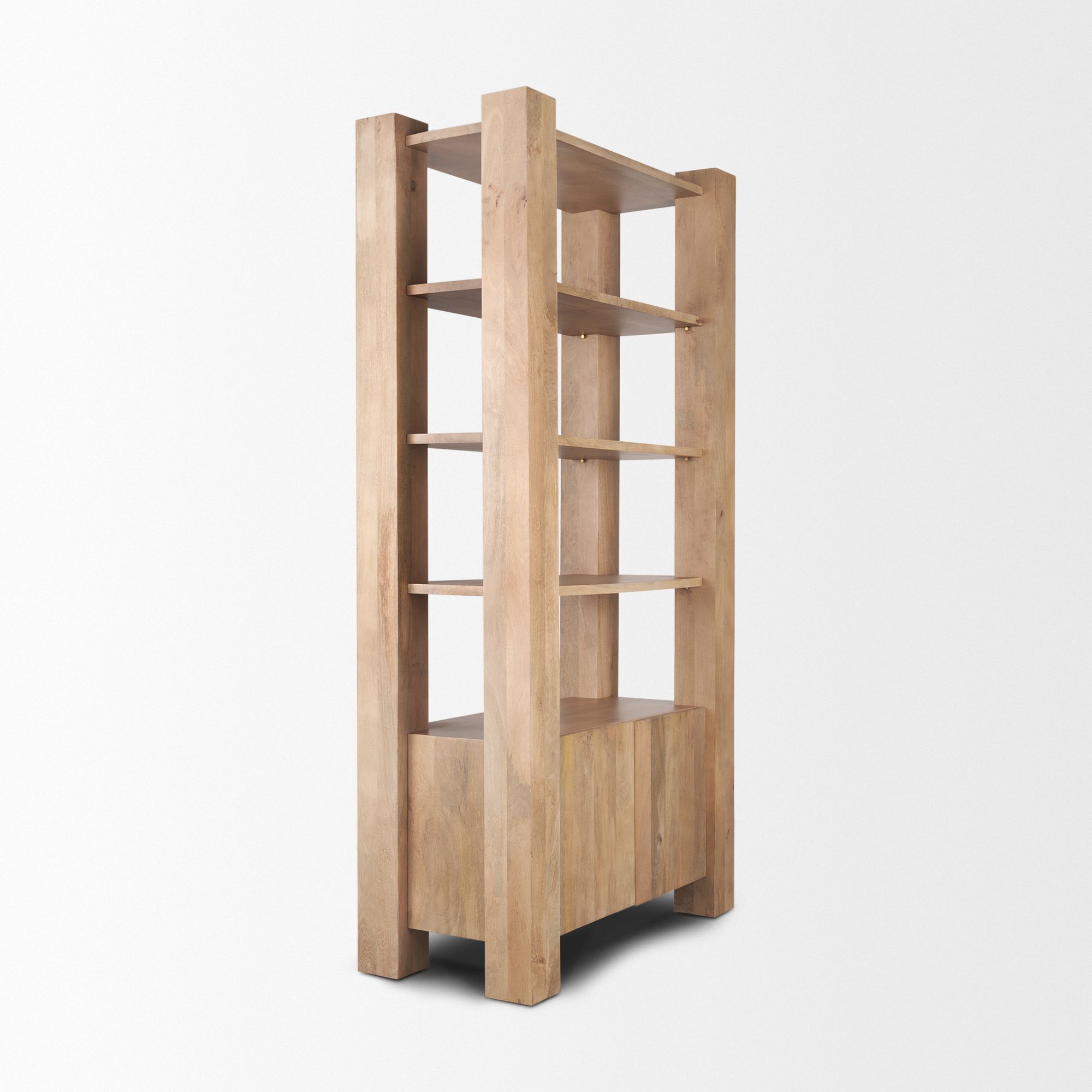 Mercana - Beth Light Brown Wood with Open and Closed Storage Shelving Unit