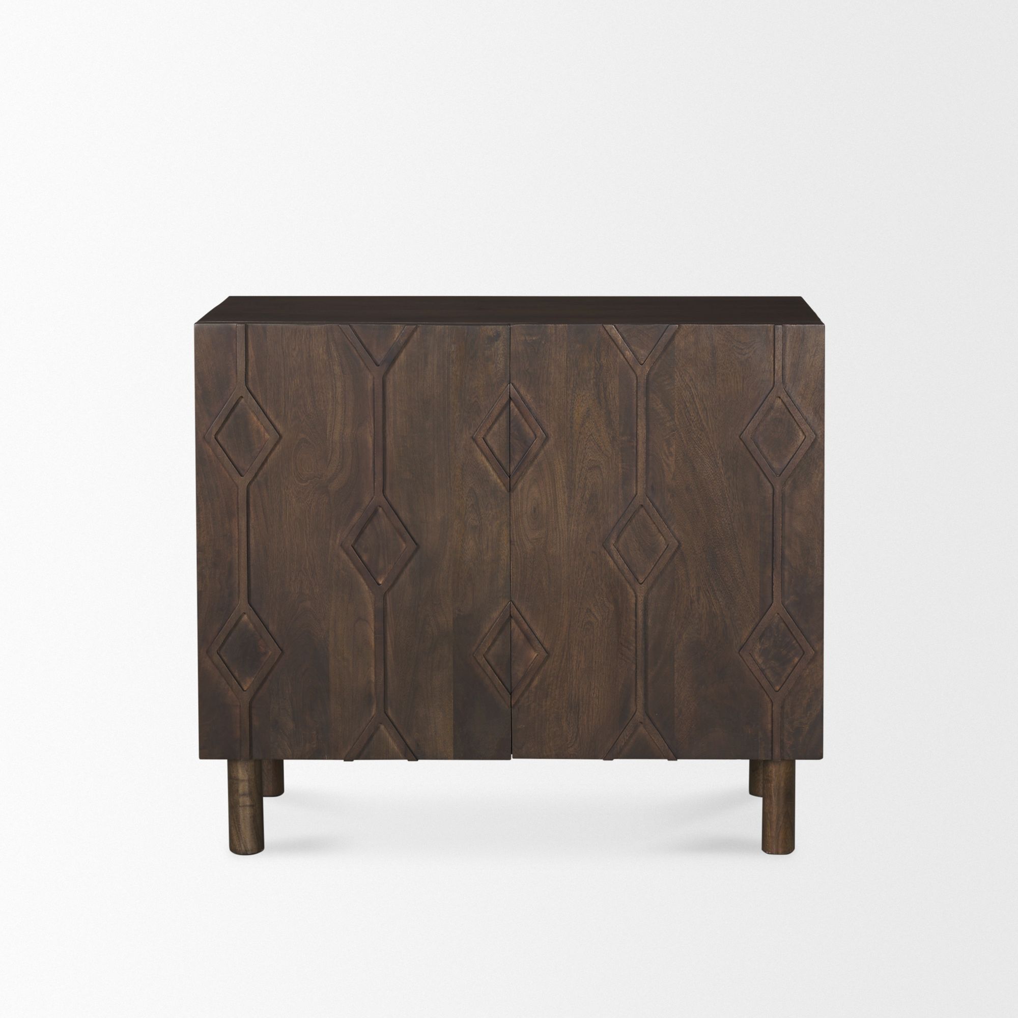 Mercana Heera Diamond Motif with Shelf Accent Cabinet - Dark Brown