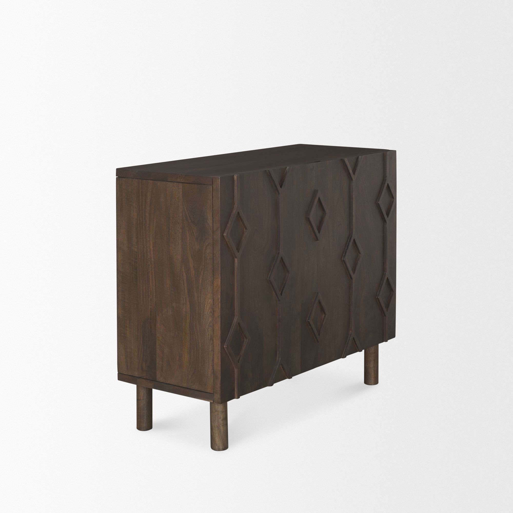 Mercana Heera Diamond Motif with Shelf Accent Cabinet - Dark Brown