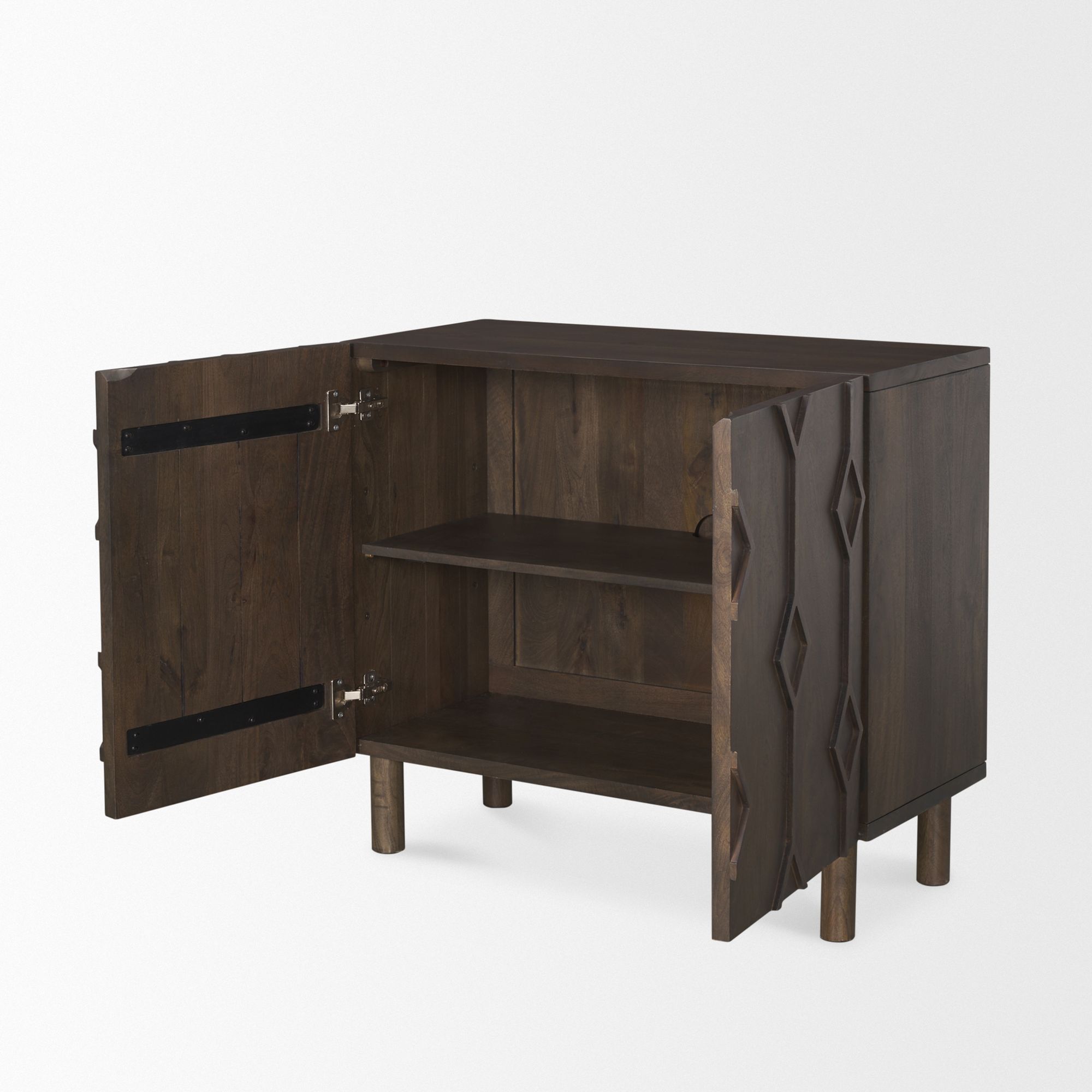 Mercana Heera Diamond Motif with Shelf Accent Cabinet - Dark Brown