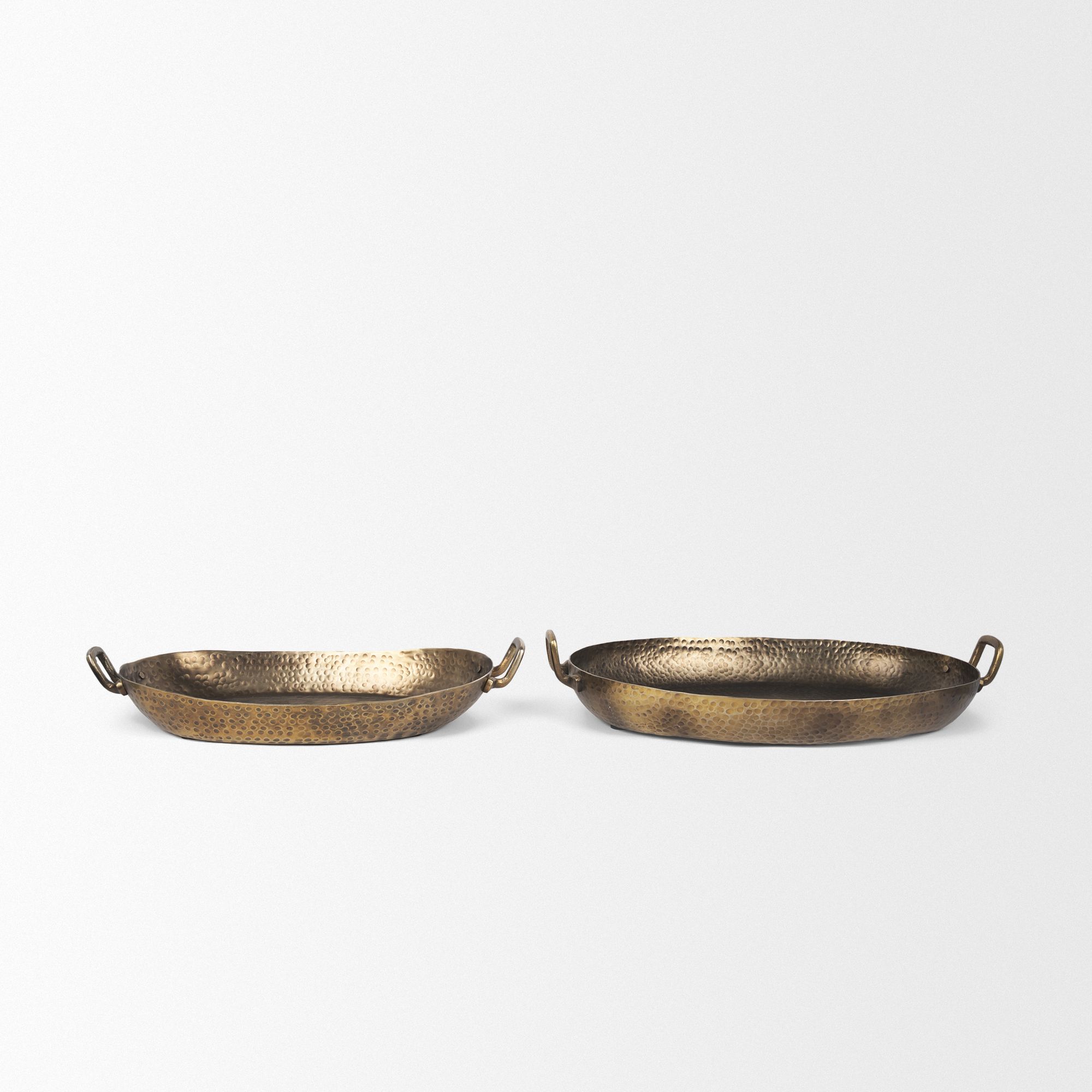 Mercana - Pama Hammered Gold Metal Decorative Trays (Set of 2)