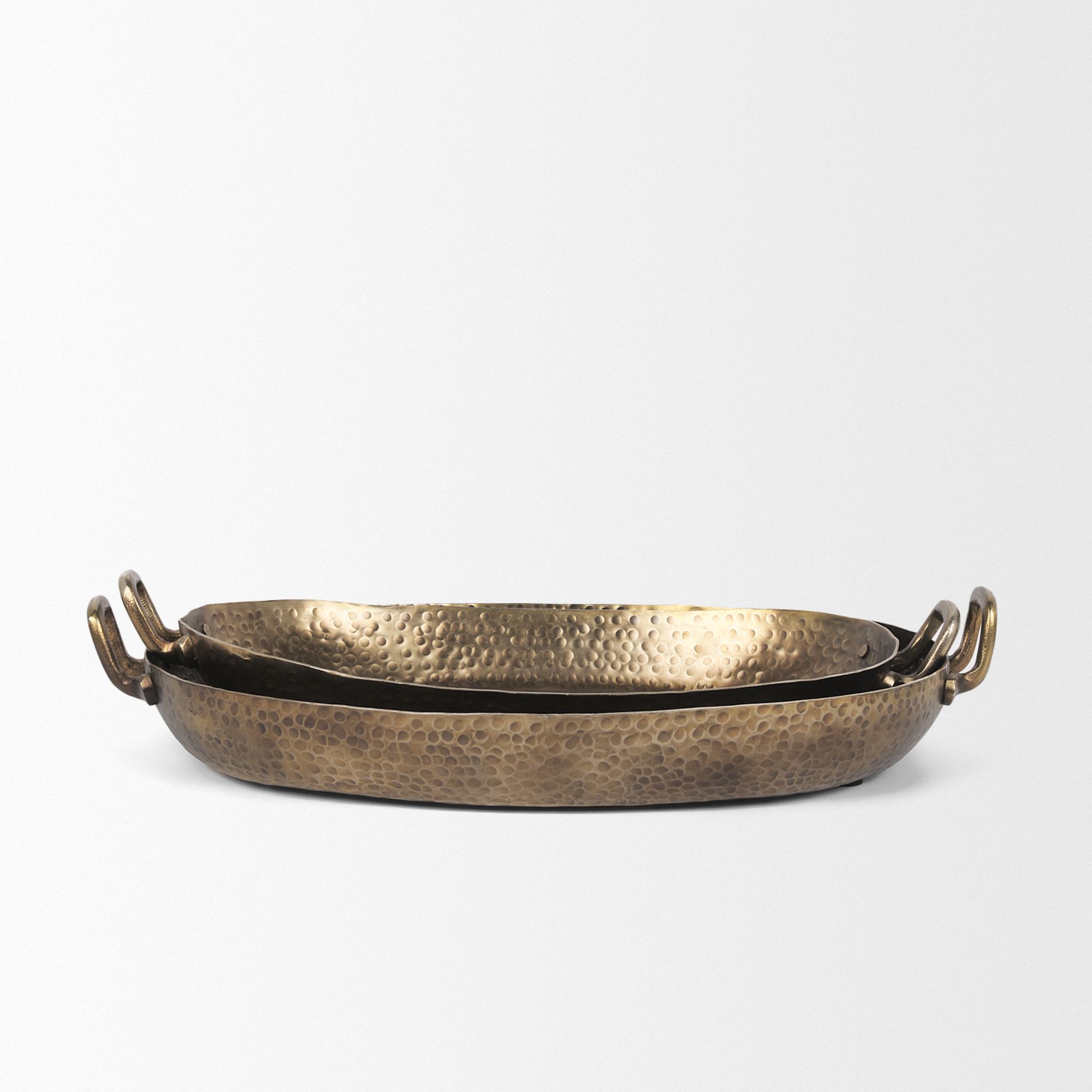 Mercana - Pama Hammered Gold Metal Decorative Trays (Set of 2)